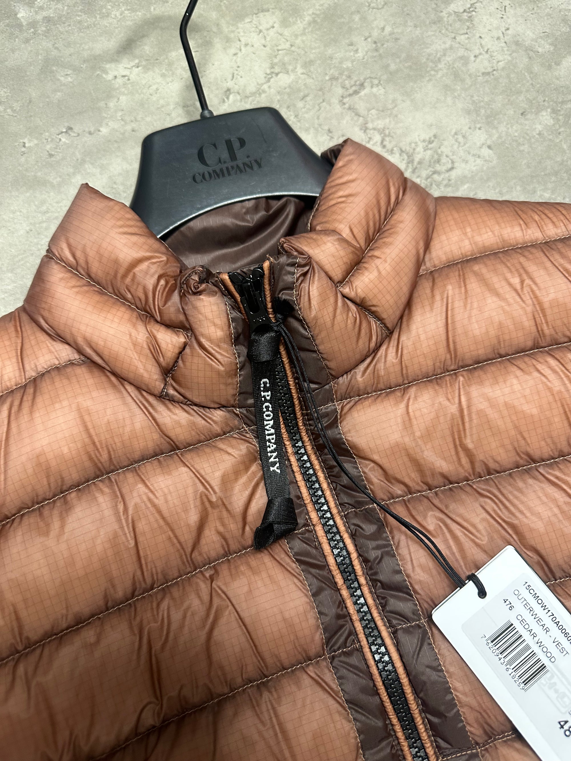 CP Company Brown DD Shell Down Filled Lens Viewer Gilet - Medium RRP £480