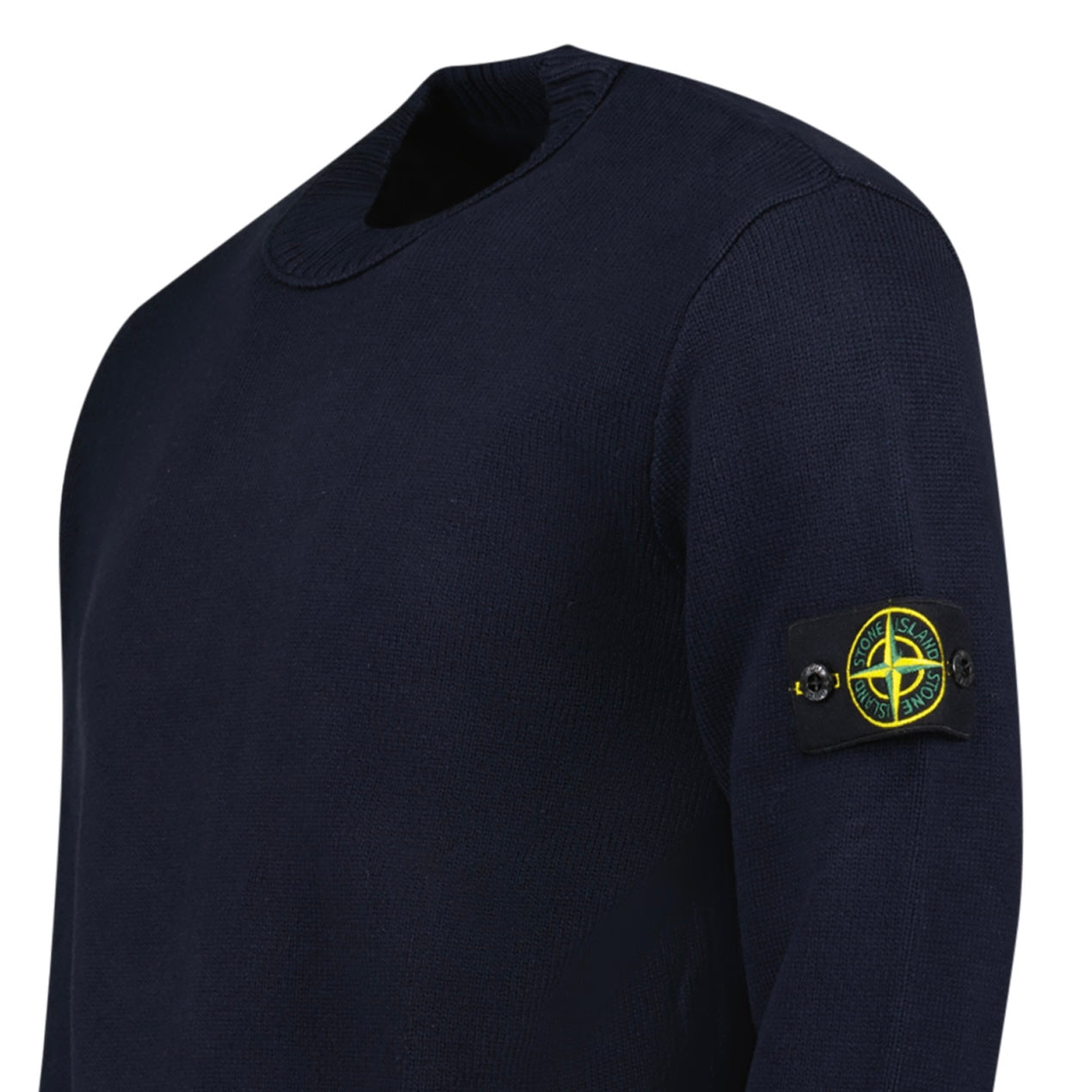 Stone Island Thick Knitted Compass-Badge Sweater in Navy Blue