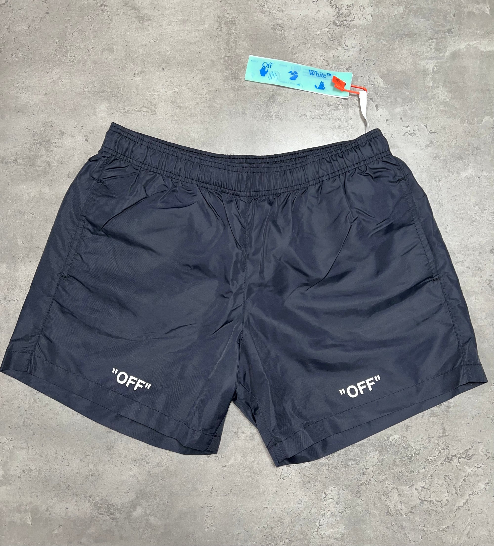 Off-White Logo Print Black Swim Shorts RRP £340