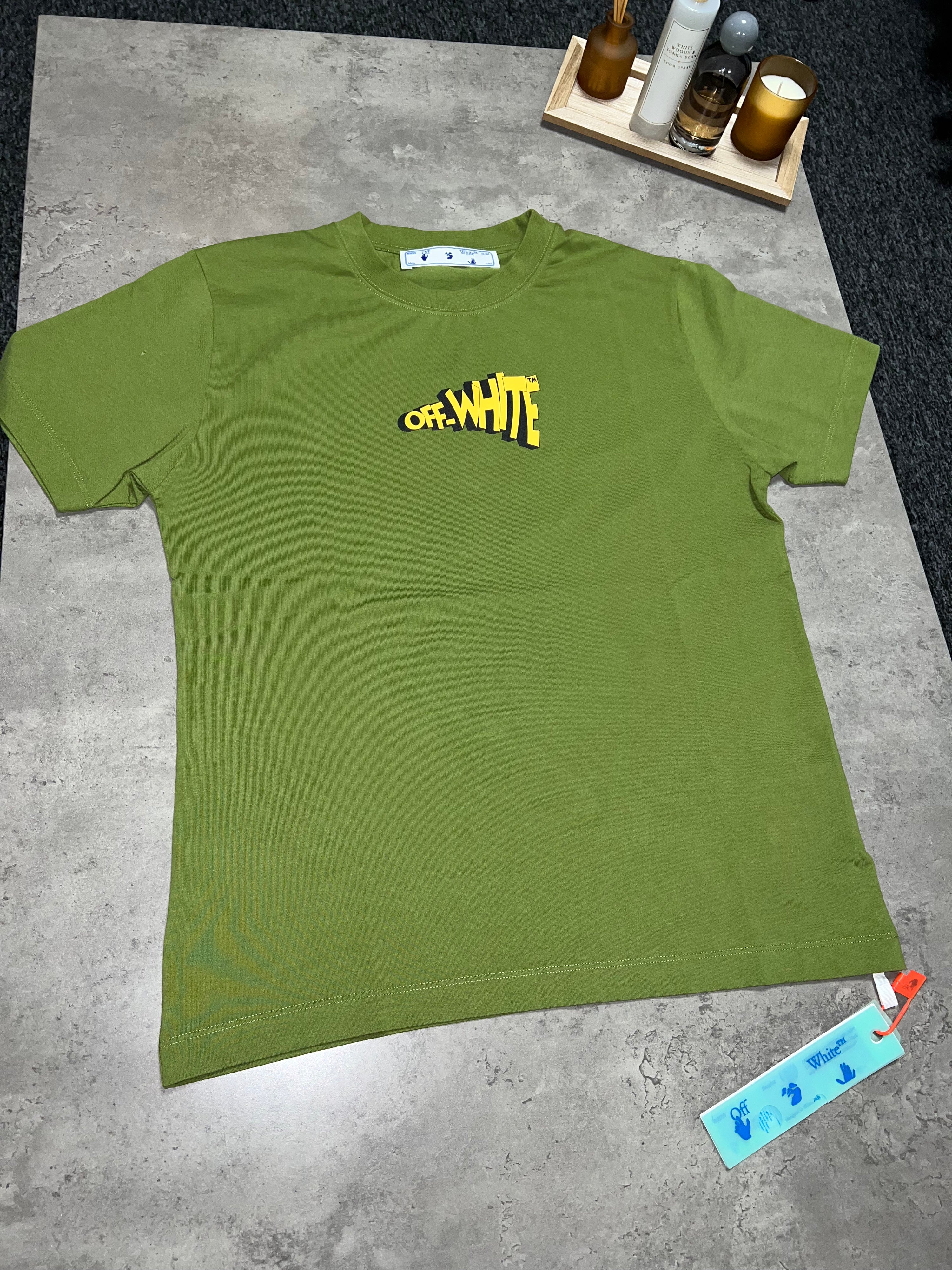 Off White Cartoon Arrow T Shirt - Green