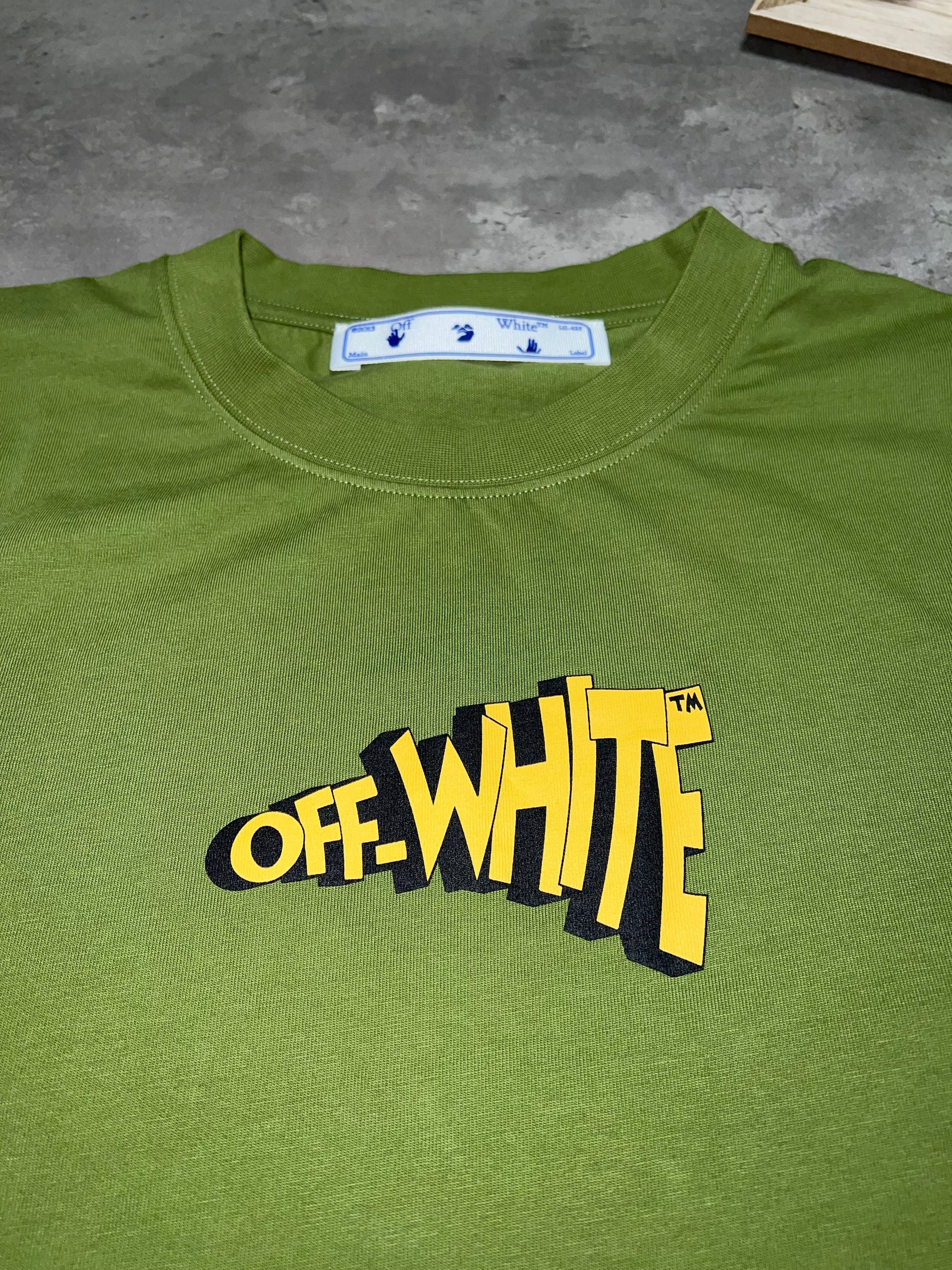 Off White Cartoon Arrow T Shirt - Green