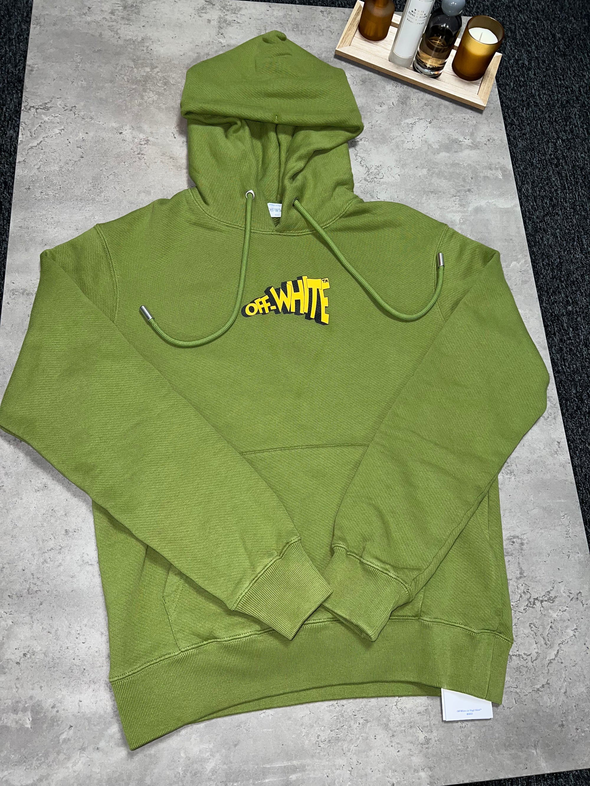 Off White Cartoon Arrow Hoodie - Green
