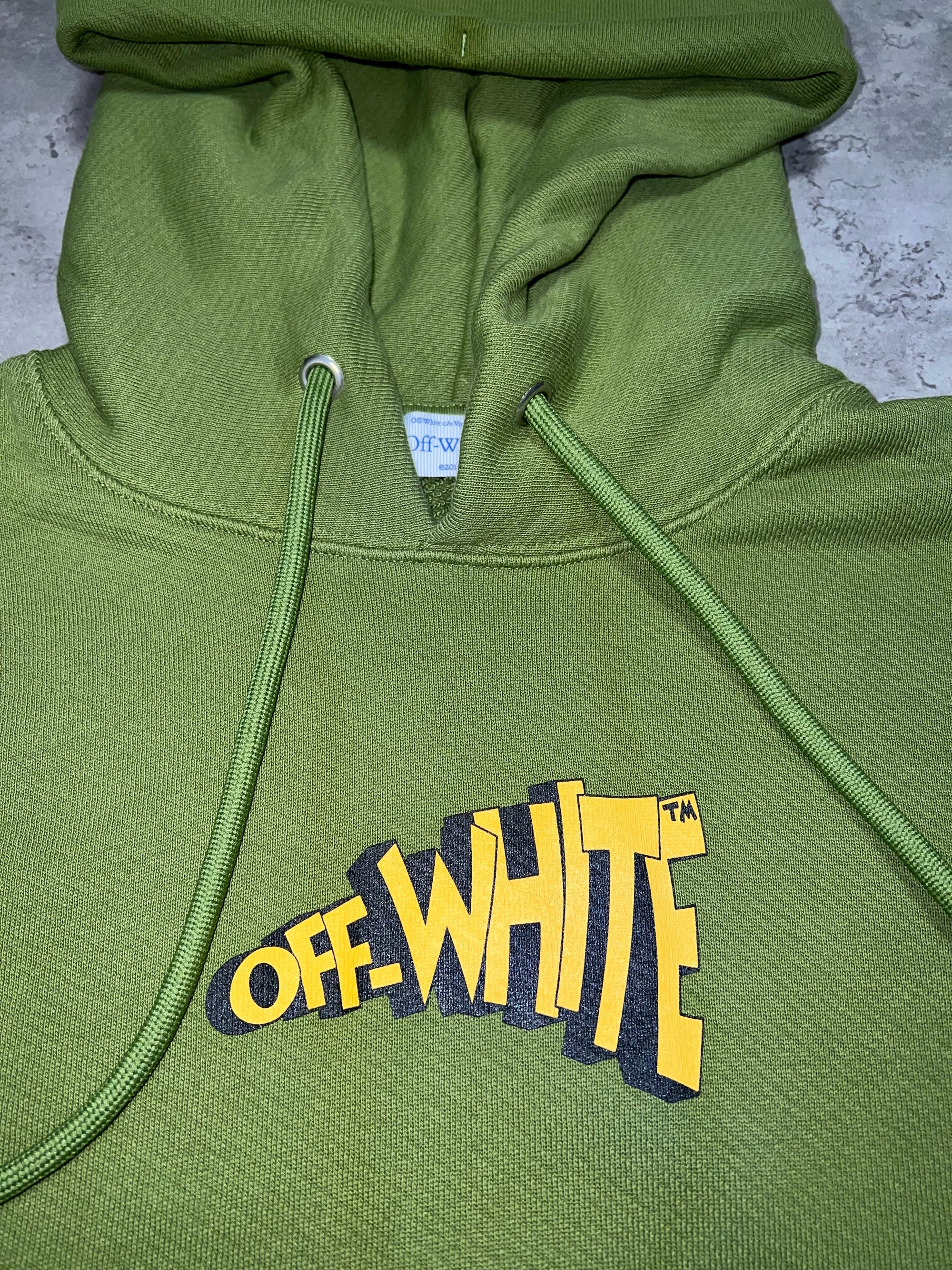 Off White Cartoon Arrow Hoodie - Green