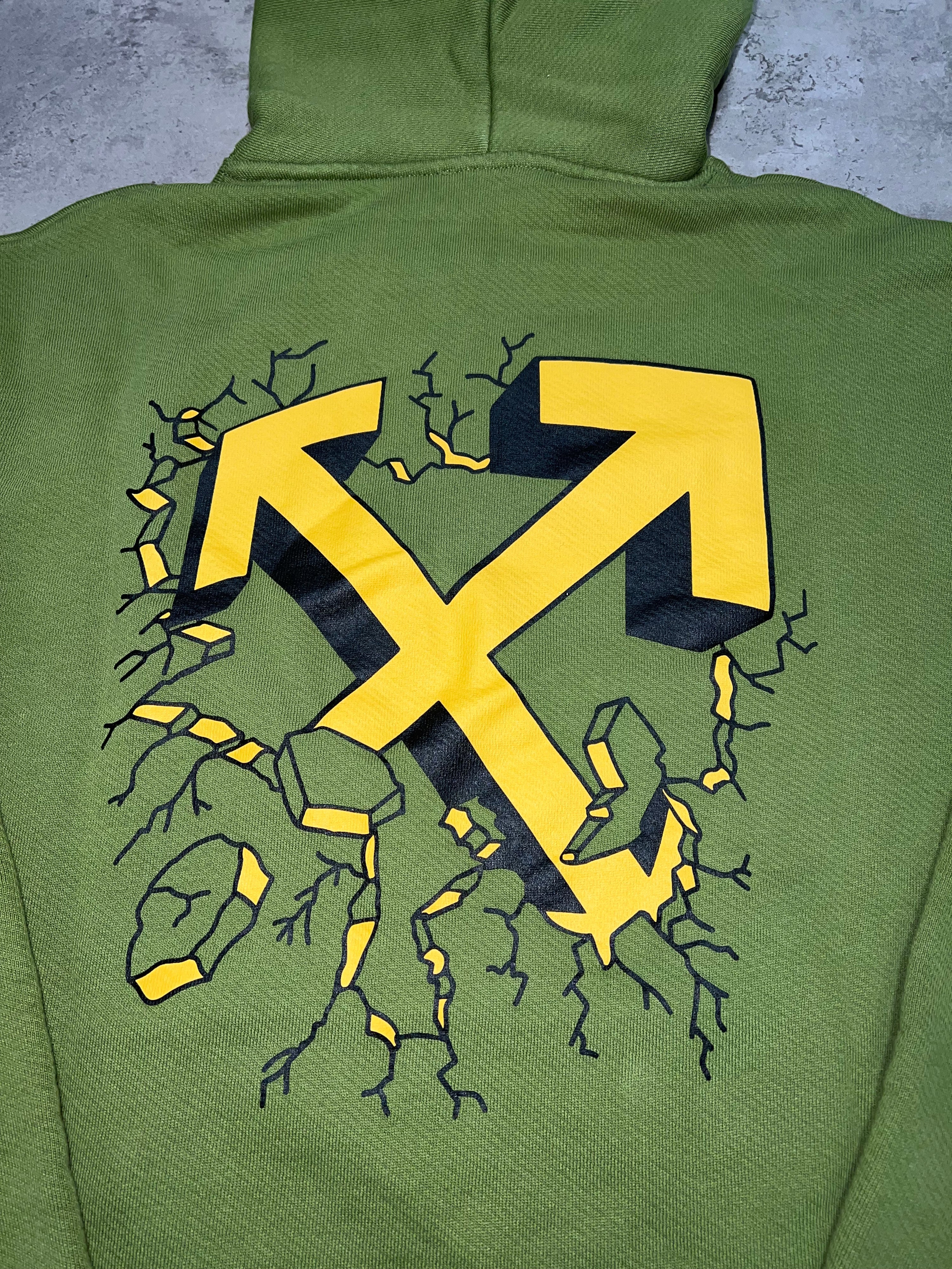 Off White Cartoon Arrow Hoodie - Green