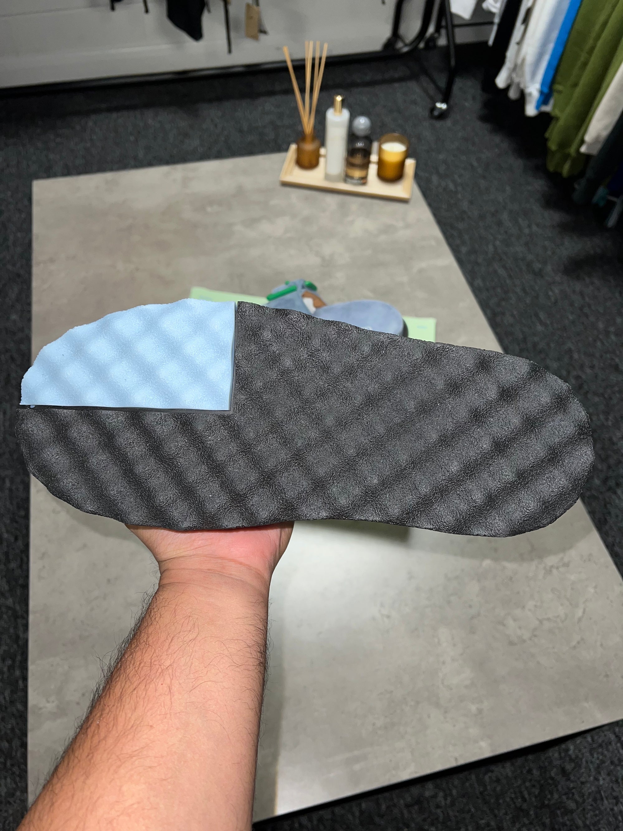 Off White Suede Spongesole Cloggs - Blue