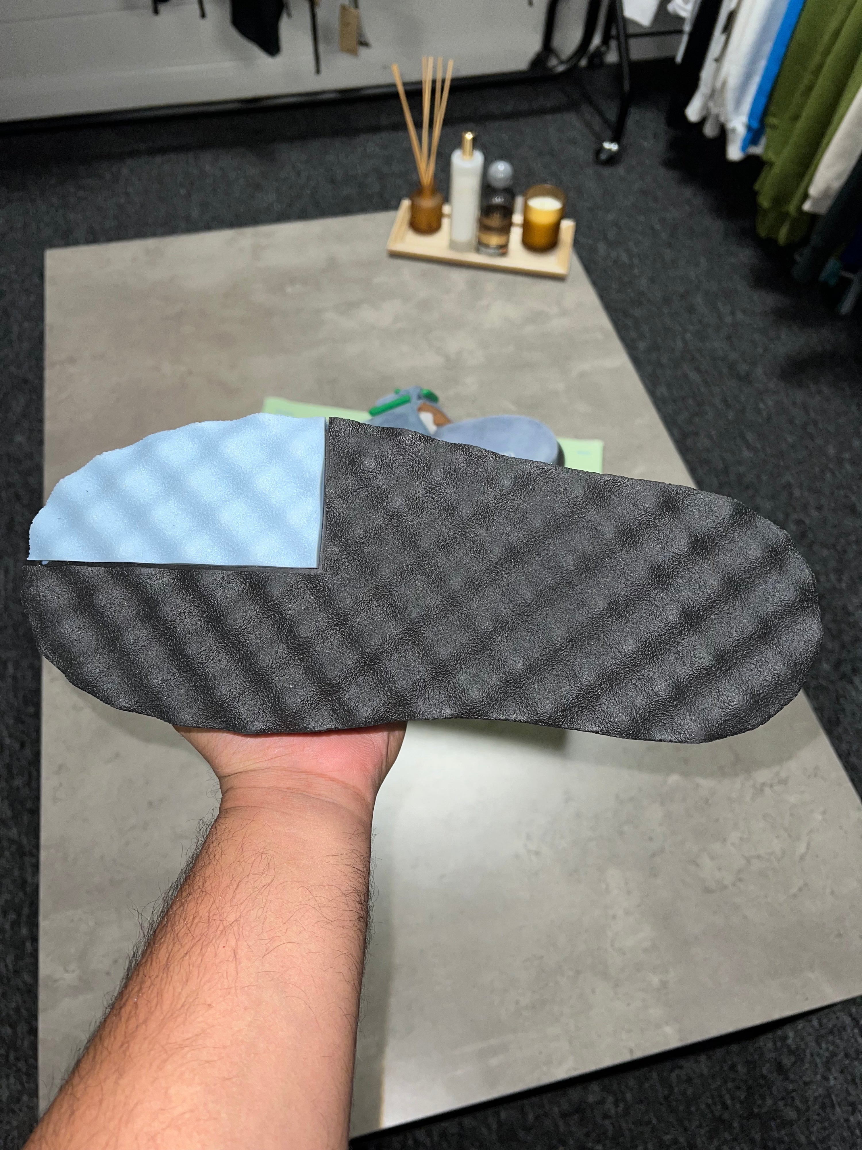 Off White Suede Spongesole Cloggs - Blue