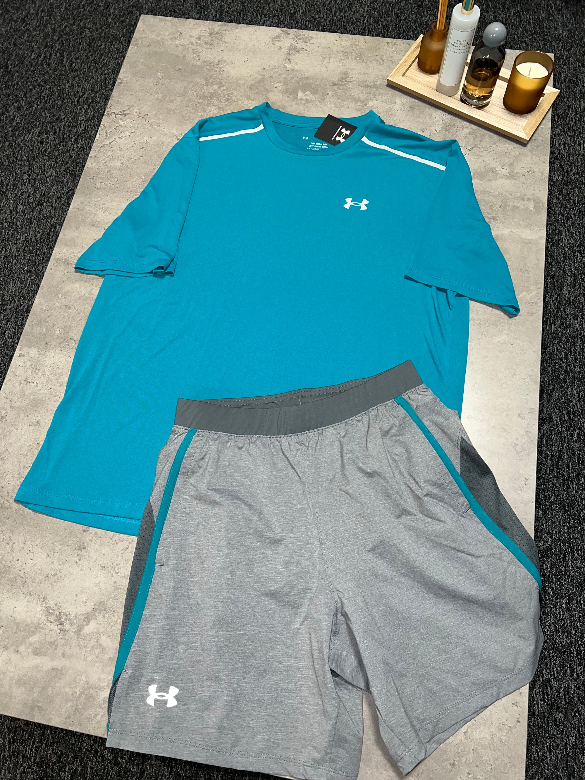 Under Armour T Shirt & Short Set - Teal/Grey