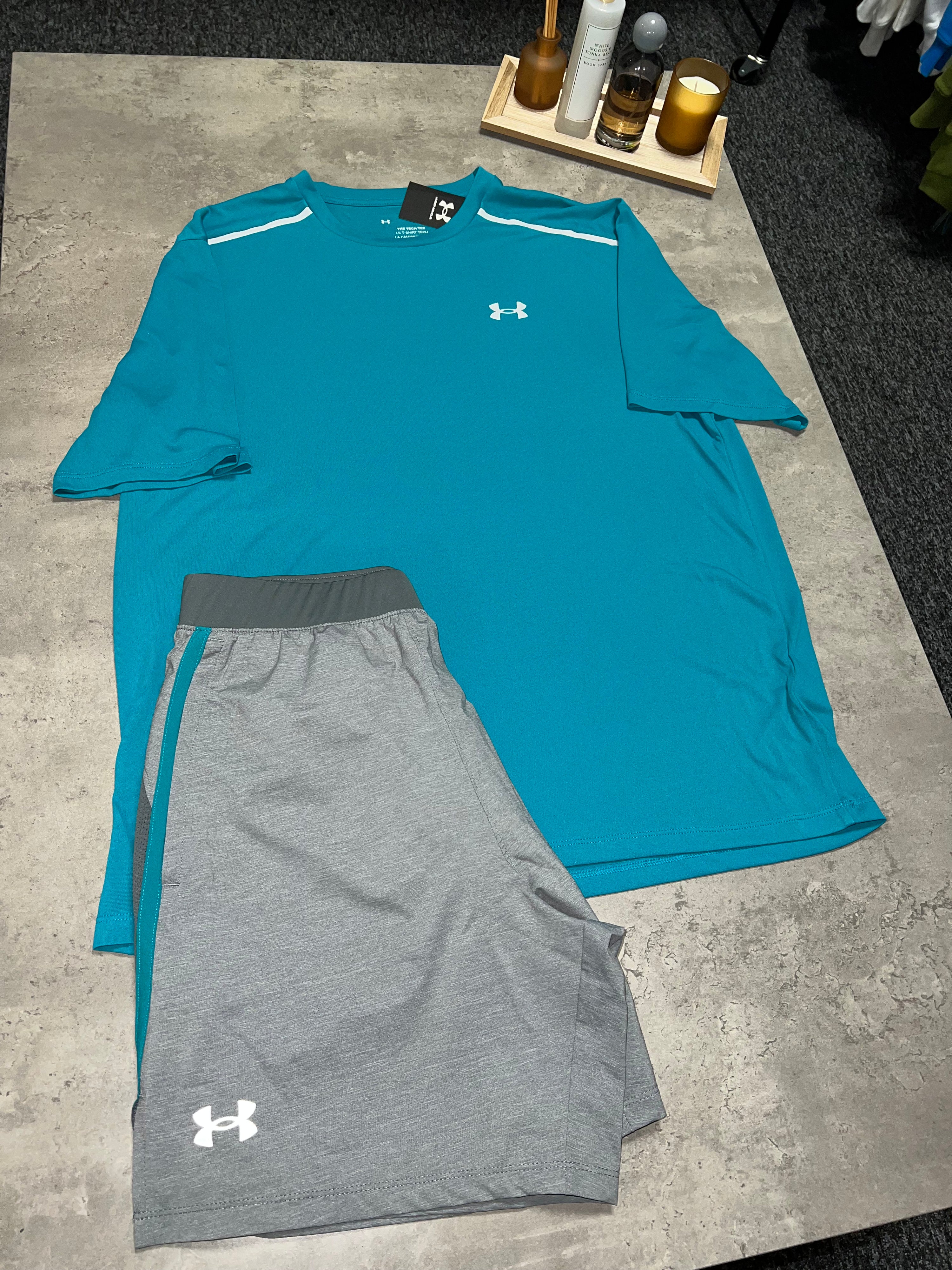 Under Armour T Shirt & Short Set - Teal/Grey