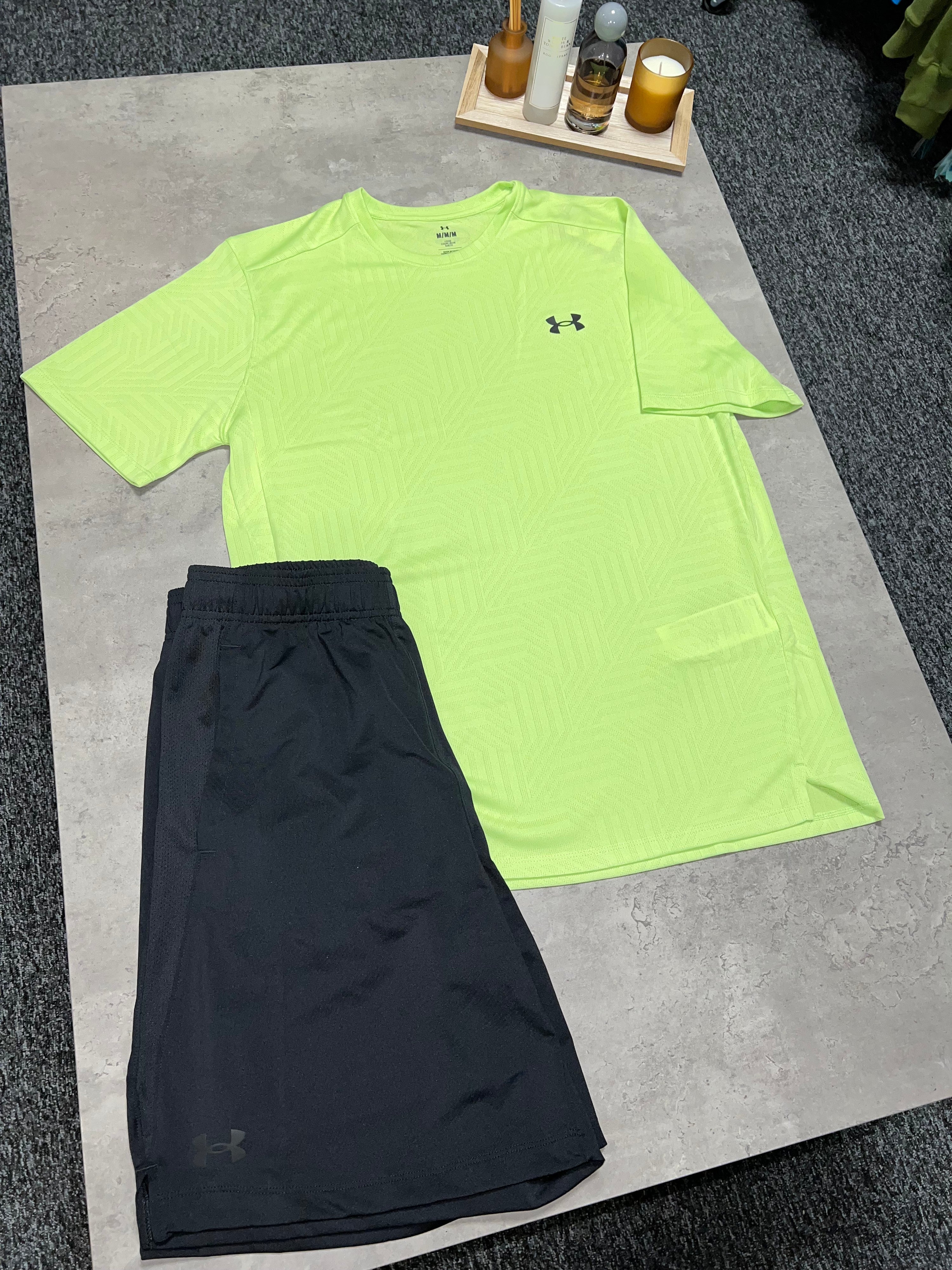 Under Armour T Shirt & Short Set - Lime Green/Black