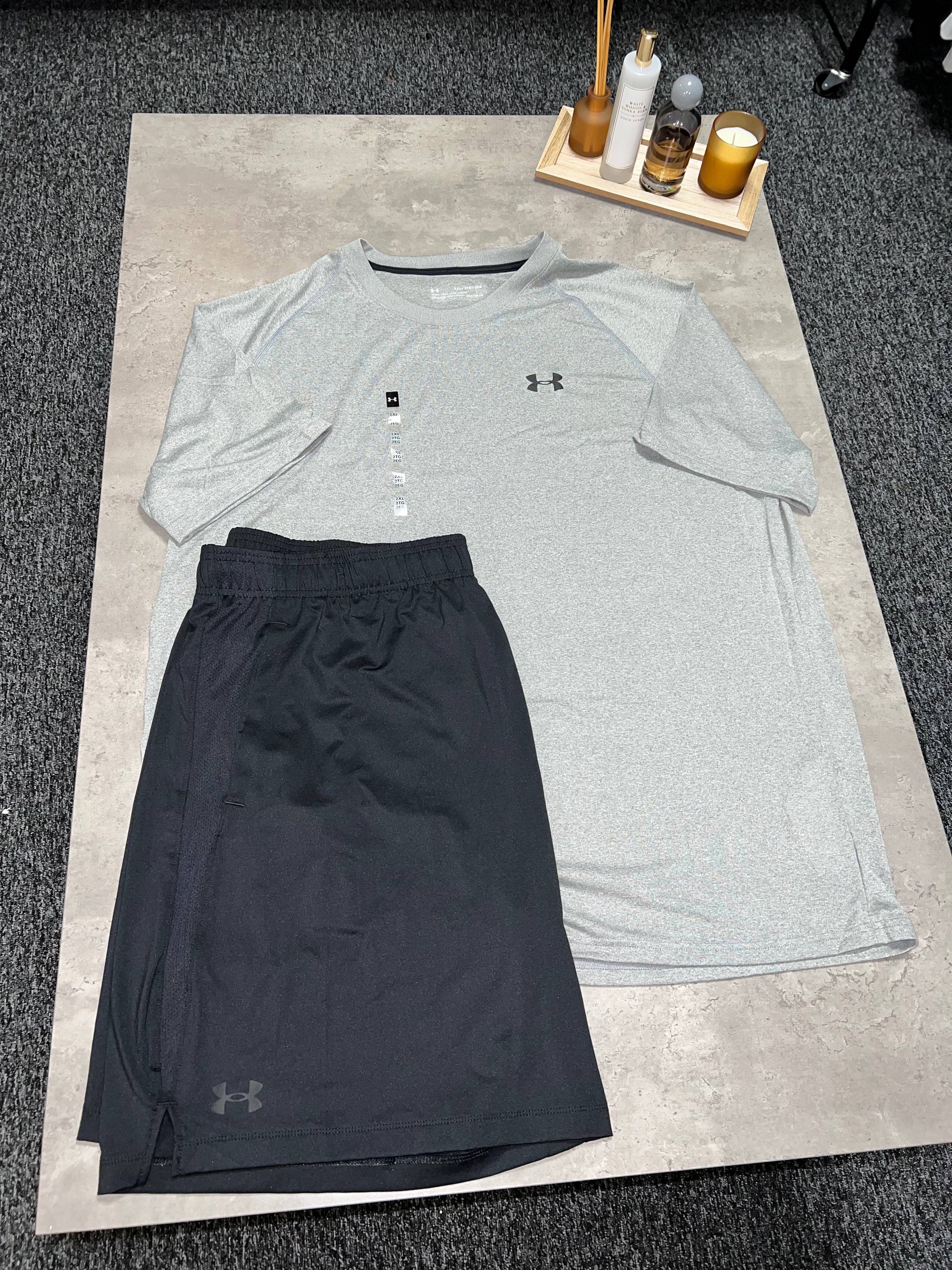 Under Armour Tech T Shirt & Short Set - Grey/Black