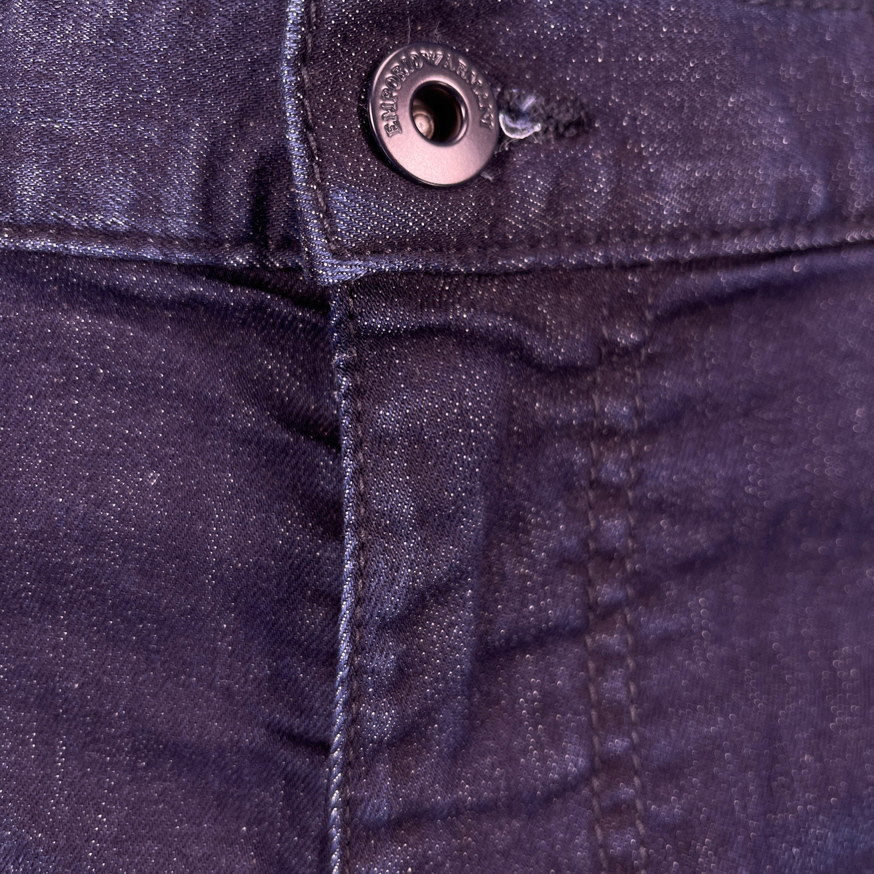 Emporio Armani J06 Slim Fit 5 Pocket Grey Eagle Black Belt Patch Jeans Navy