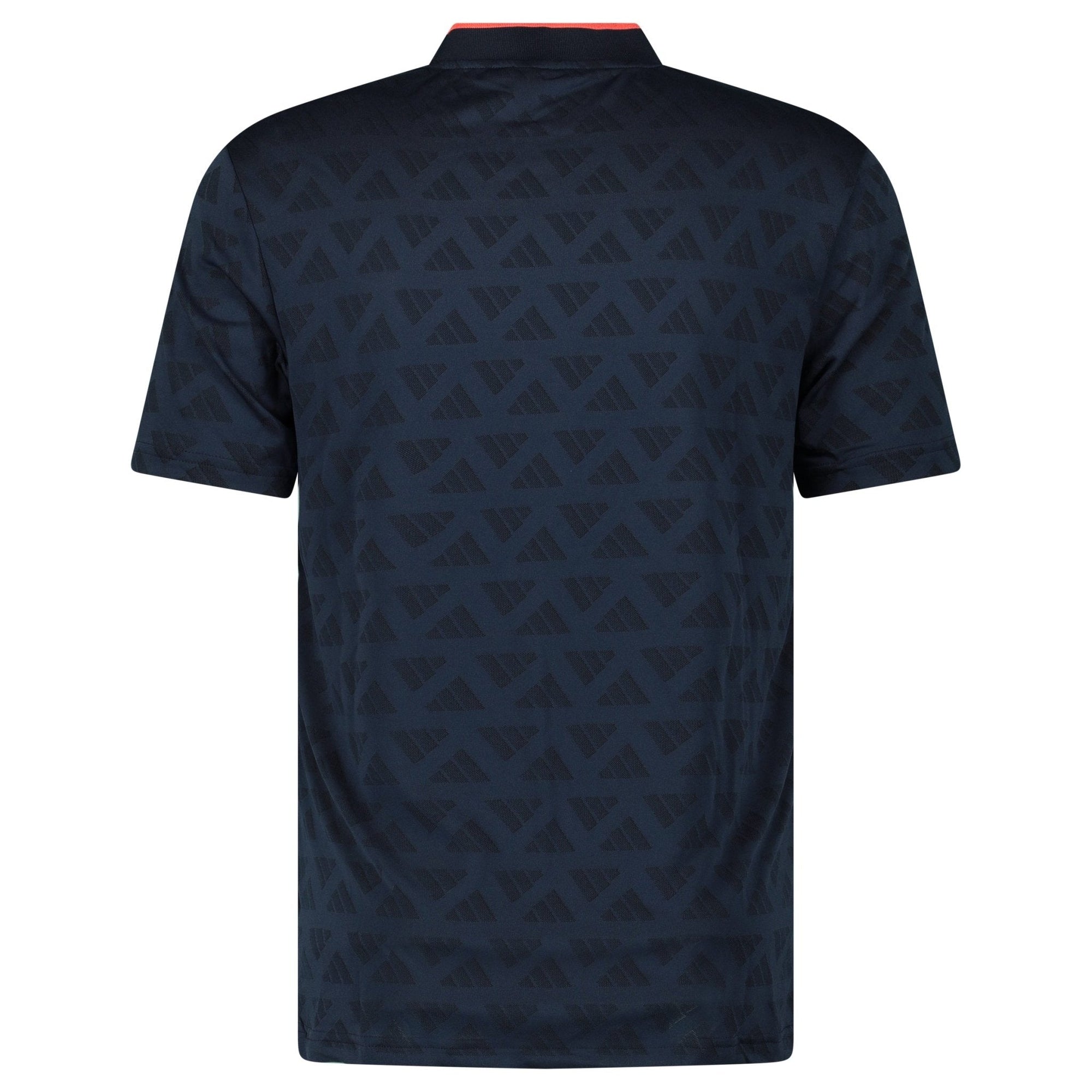 Adidas Jacquard Mock Golf Polo Shirt in Black and Collegiate Navy