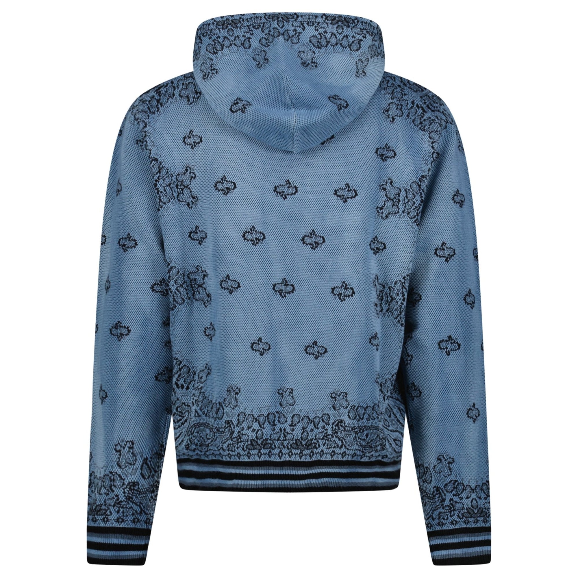 Amiri Bandana Knitted Basketball Hoodie in Blue