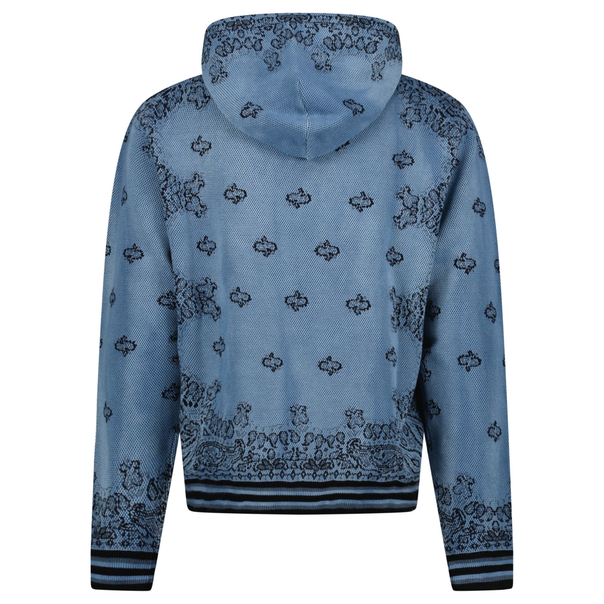 Amiri Bandana Knitted Basketball Hoodie in Blue