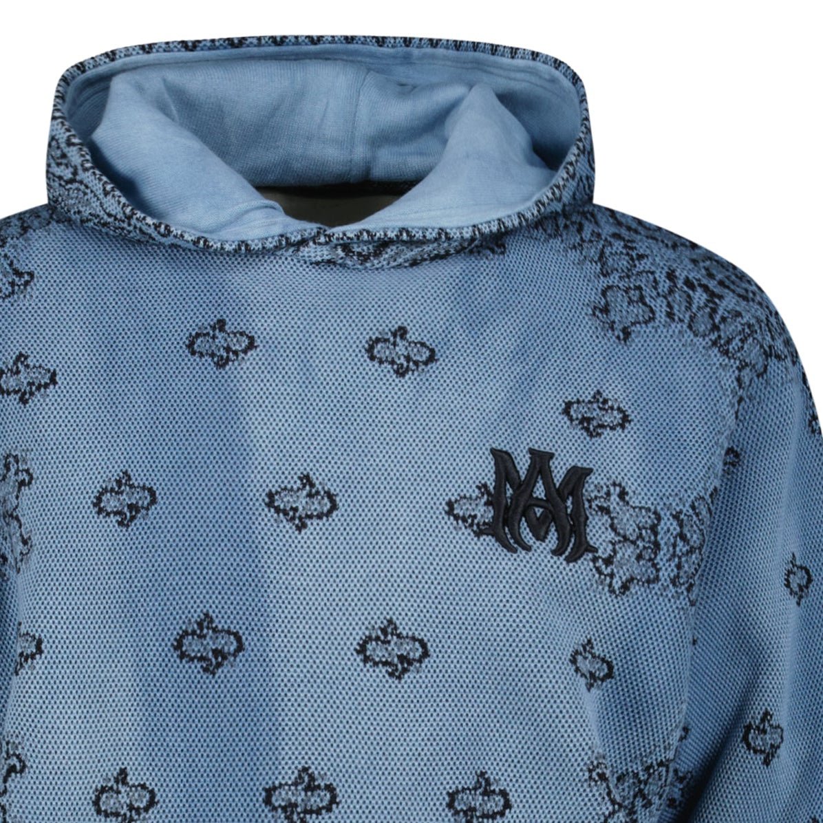 Amiri Bandana Knitted Basketball Hoodie in Blue