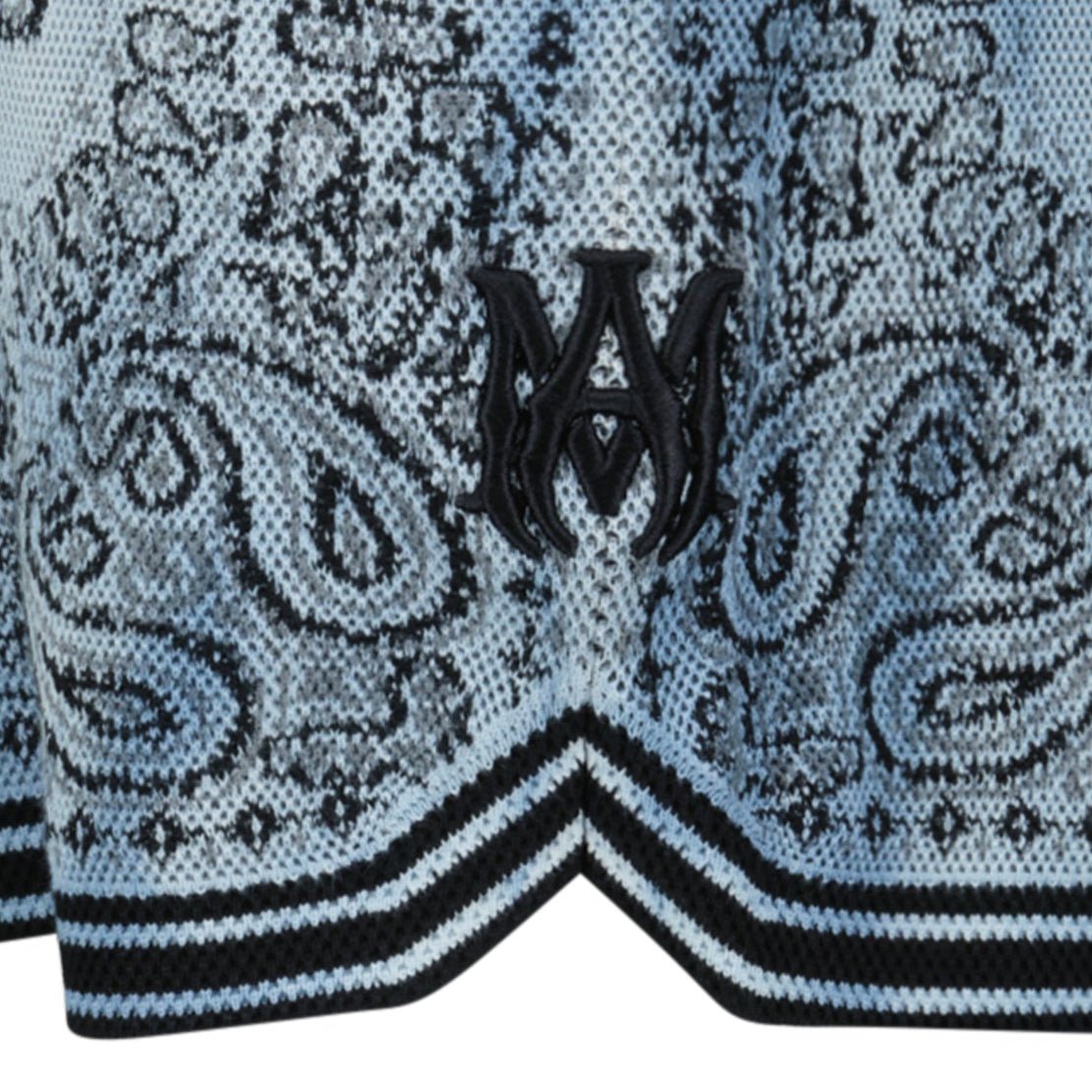 Amiri Bandana Knitted Basketball Shorts in Blue