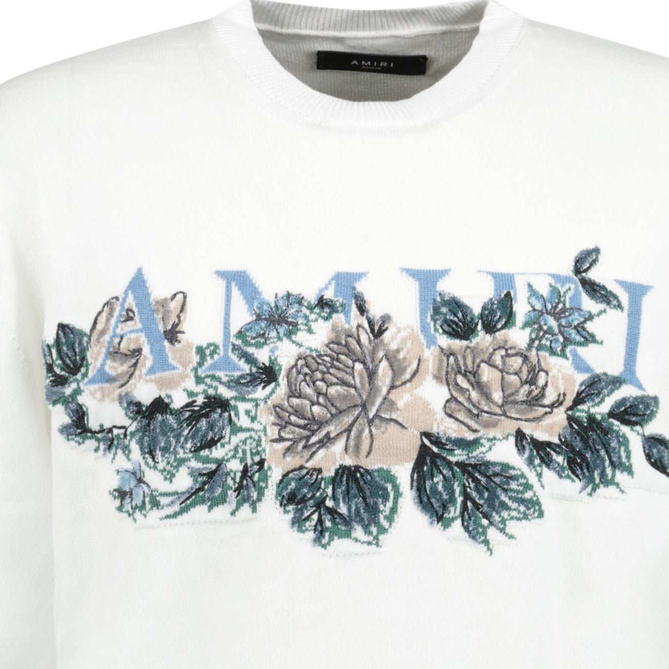Amiri Knit Cotton White Floral T-Shirt