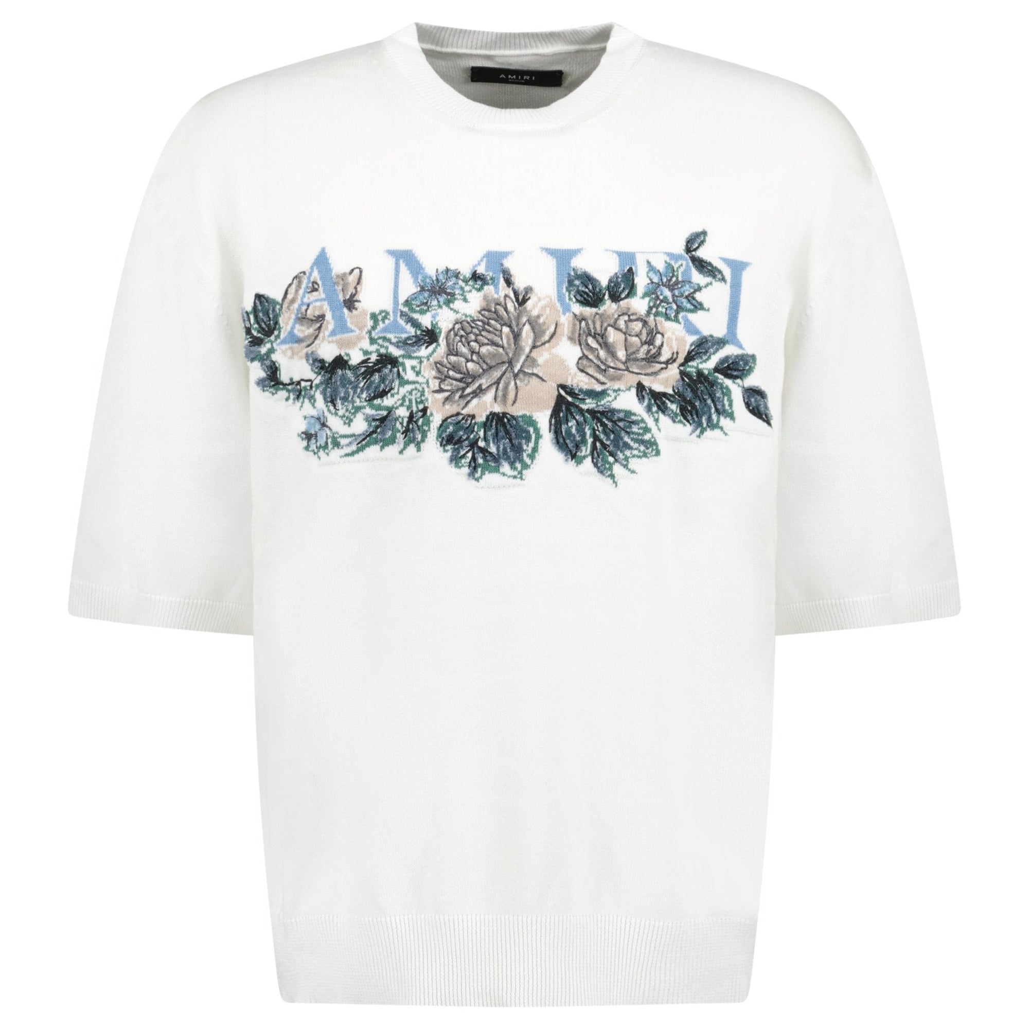 Amiri Knit Cotton White Floral T-Shirt