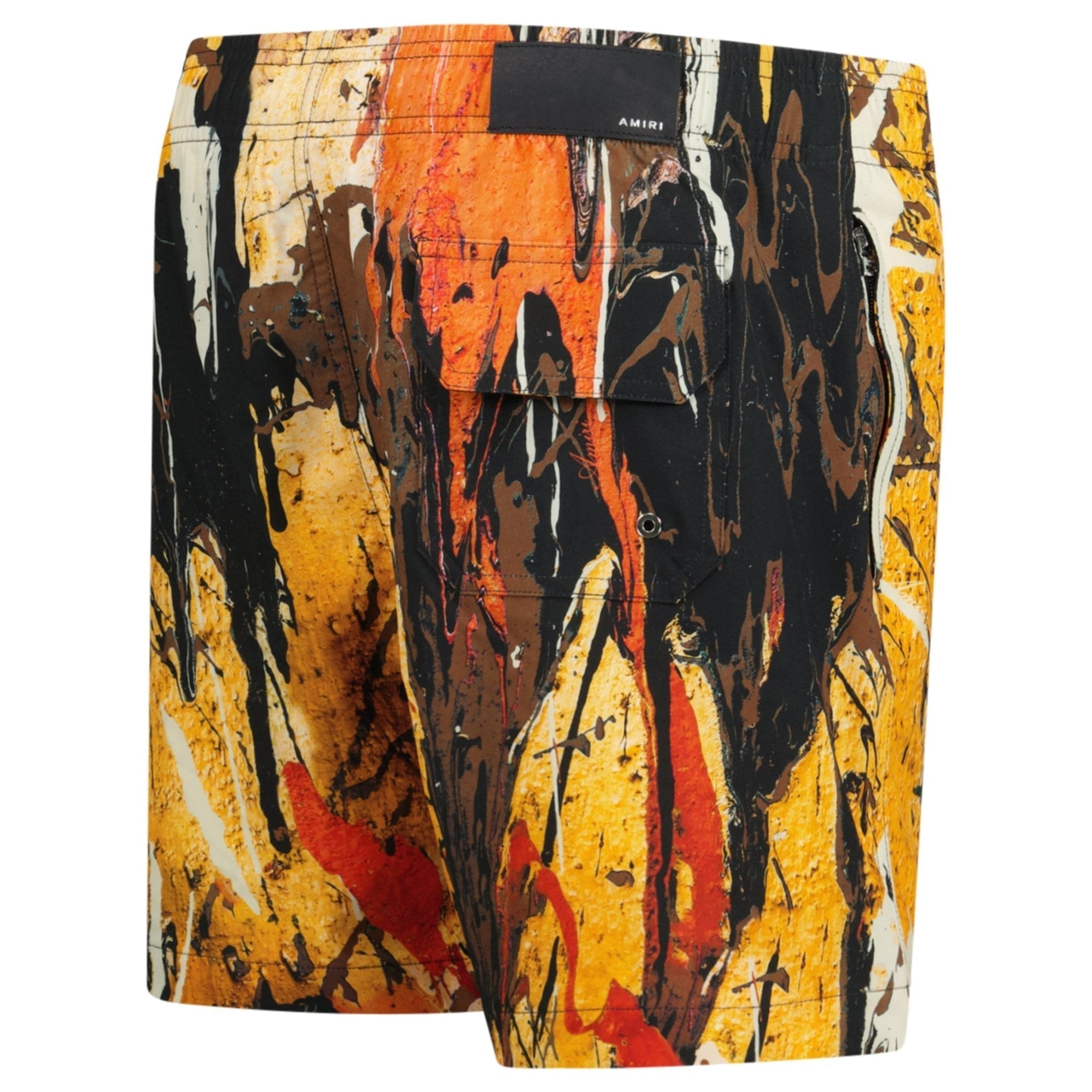 Amiri Paint Drip Drawstring Swim Shorts Yellow