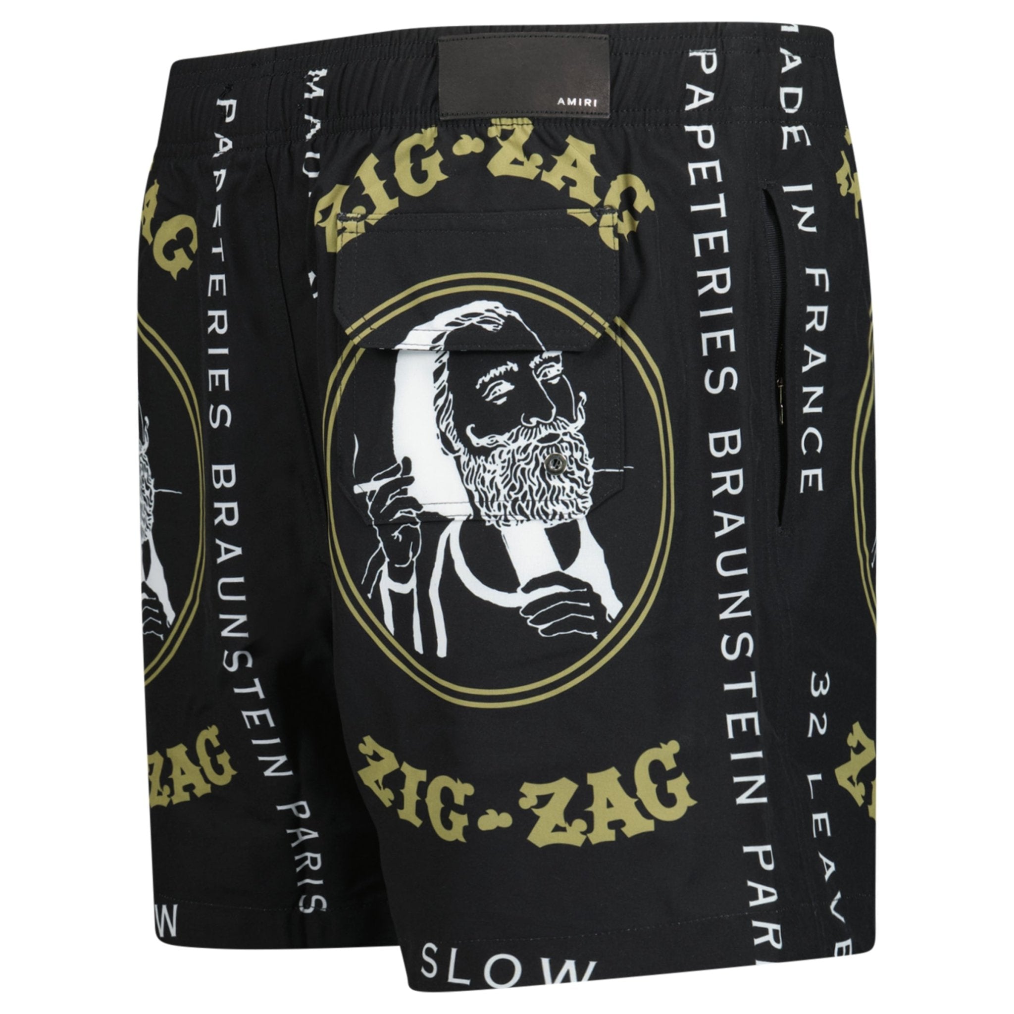 Amiri Zig Zag Drawstring Swim Shorts Black