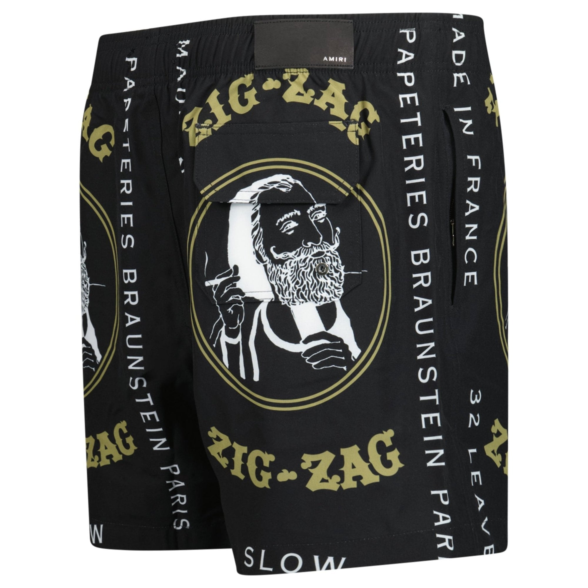 Amiri Zig Zag Drawstring Swim Shorts Black