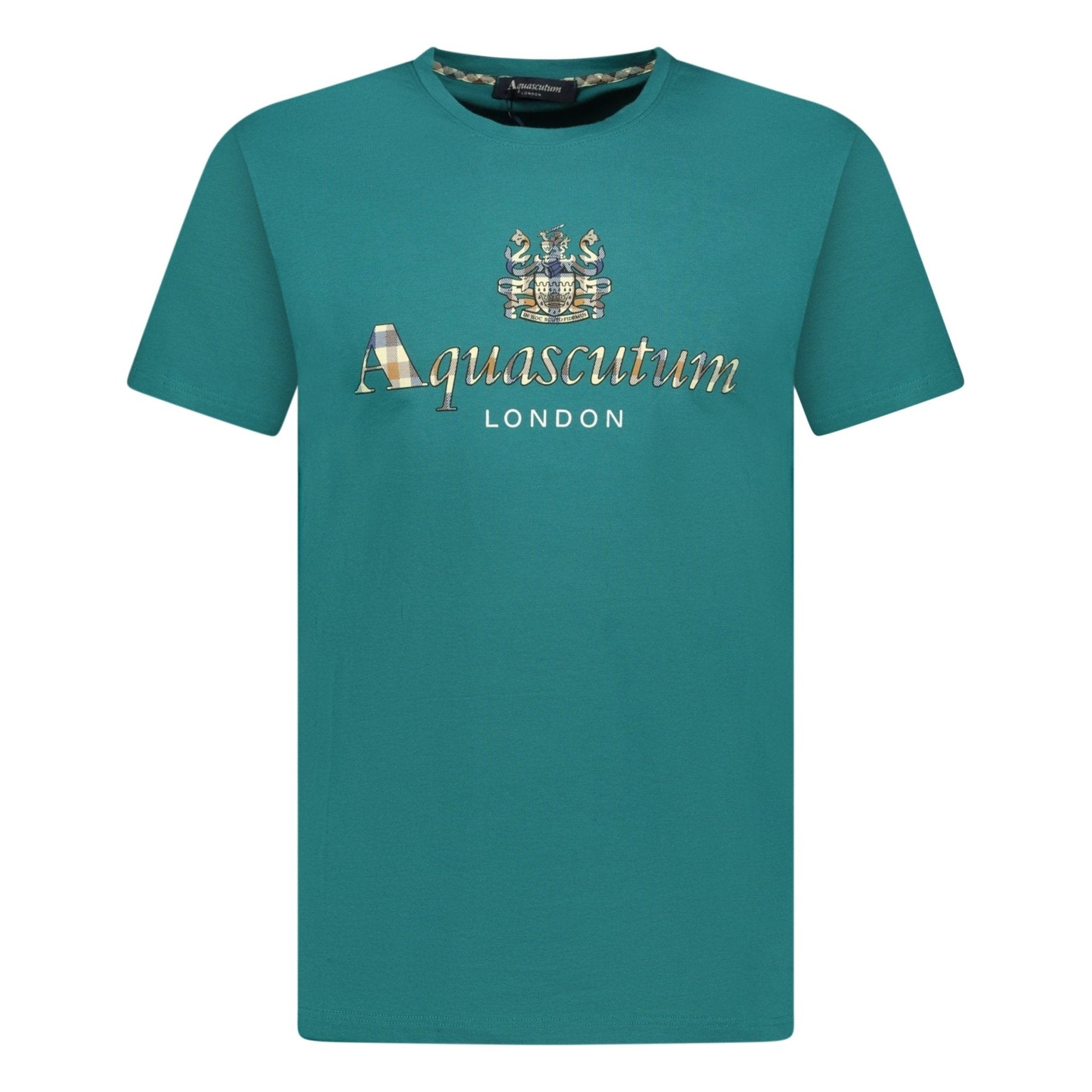 Aquascutum Chest Check Logo T-Shirt Teal
