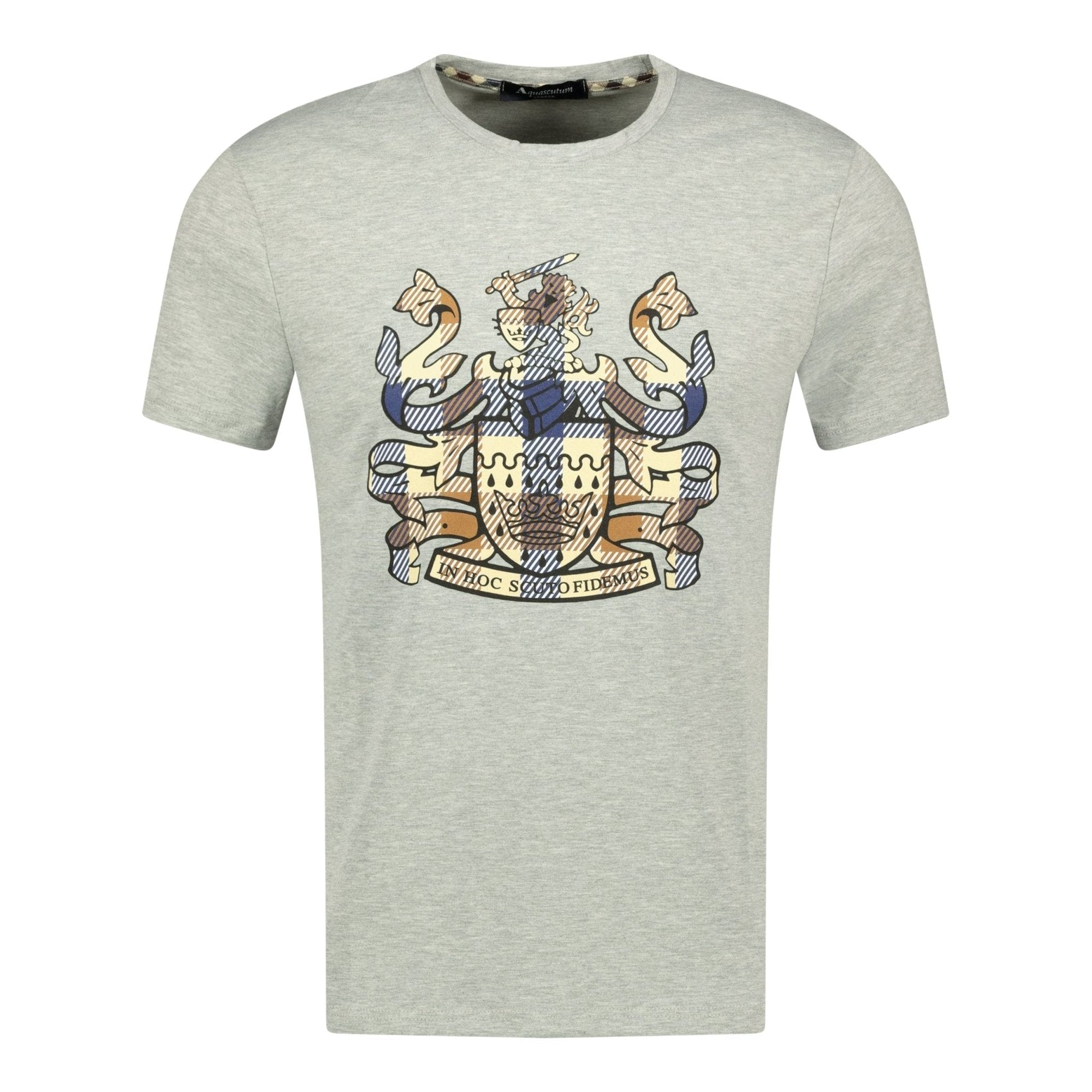 Aquascutum Large Check Logo T-Shirt Grey
