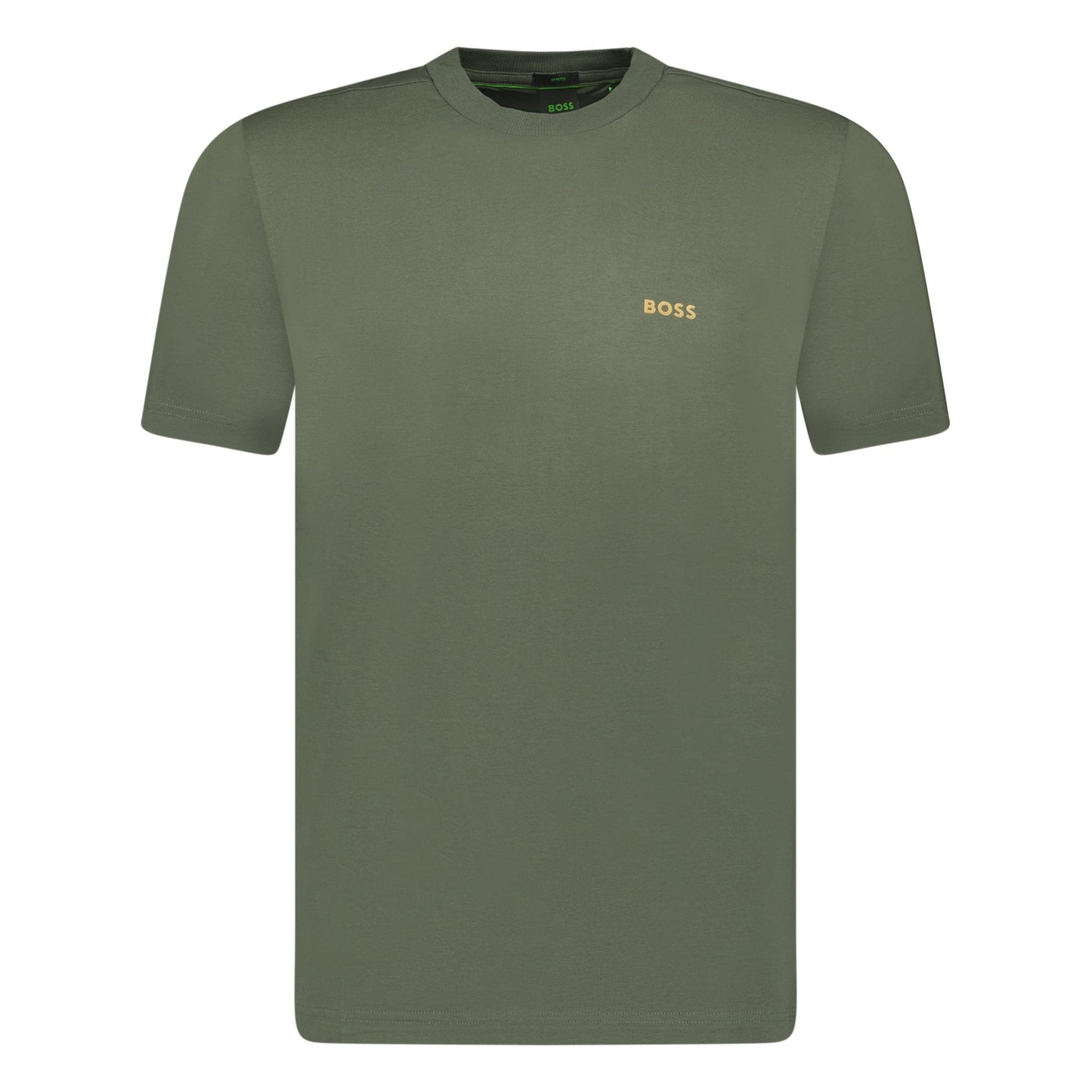 Hugo Boss Active Gold Logo-Print T-Shirt Khaki