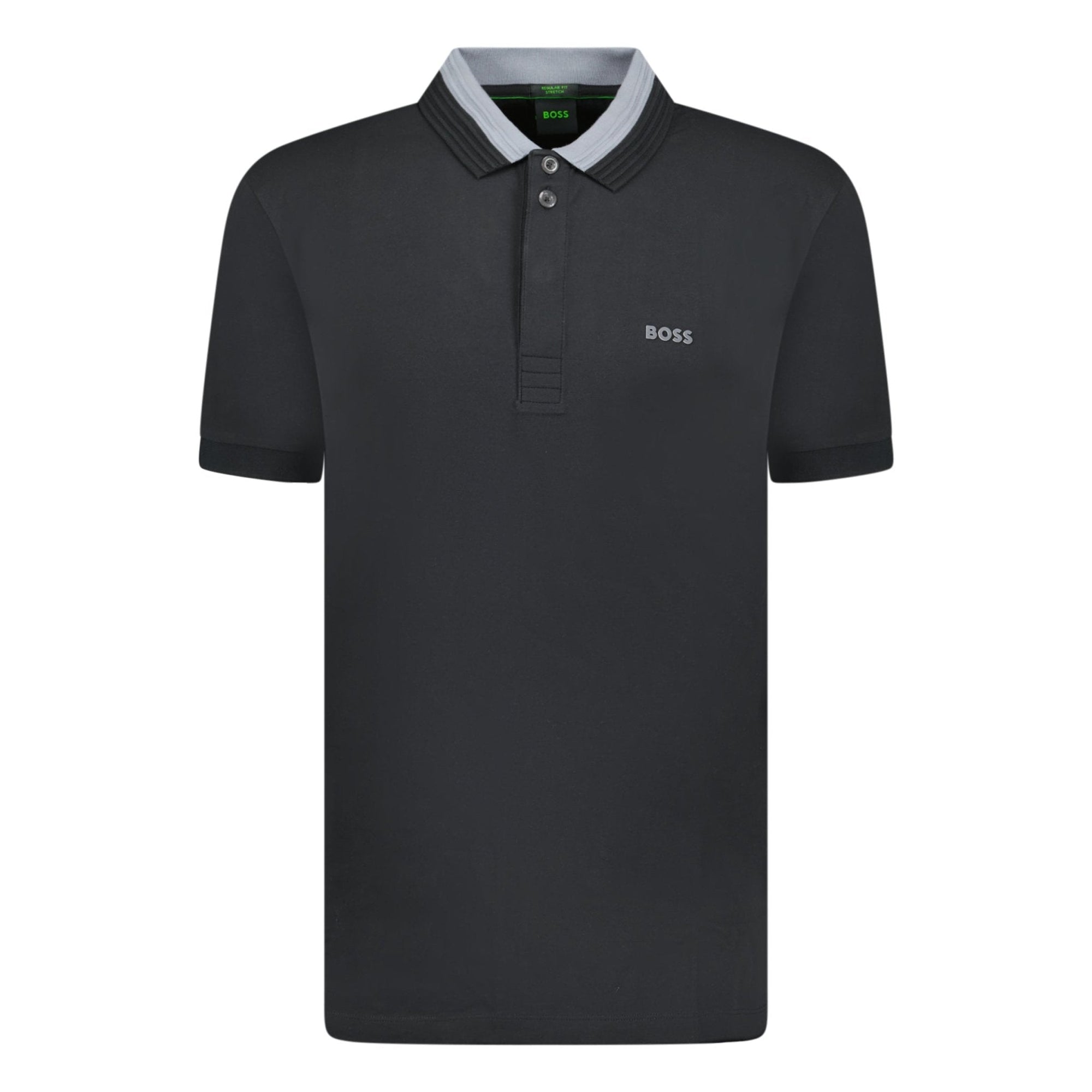 Hugo Boss Stretch-Cotton Polo Shirt With 3D-Stripe Collar Black