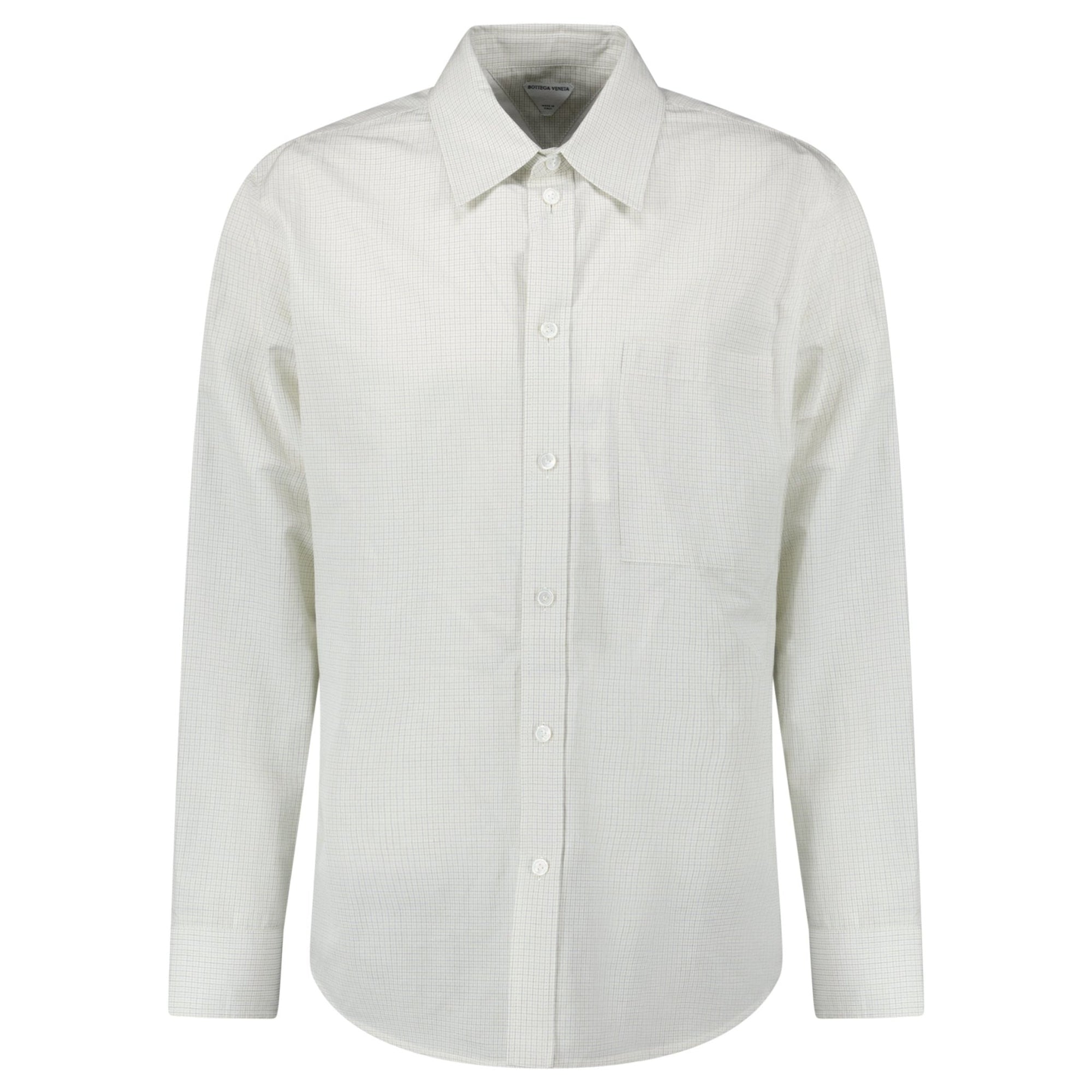 Bottega Veneta Cotton Linen Check Shirt in Brown/Bay Leaf