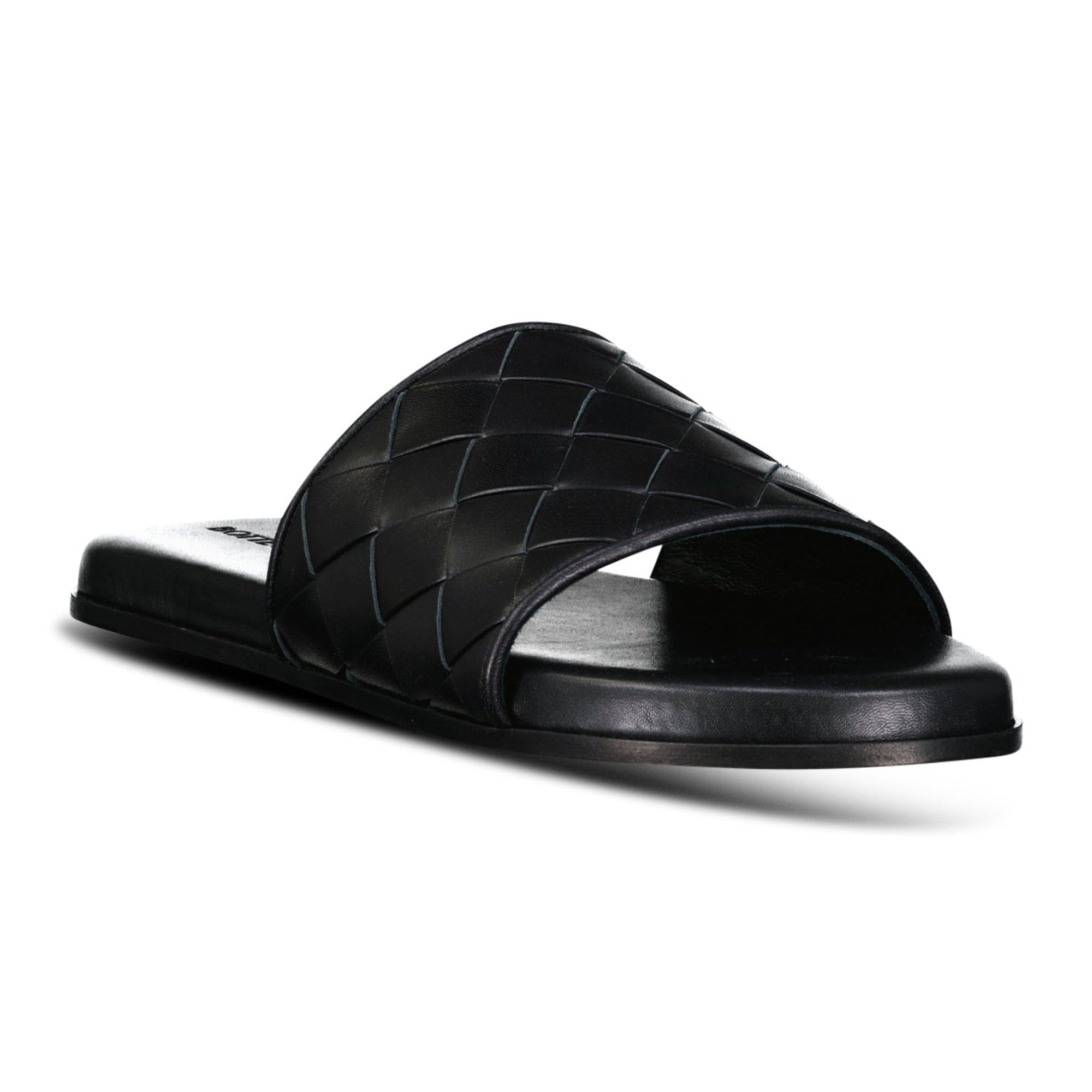 Bottega Veneta Leather Slides in Black