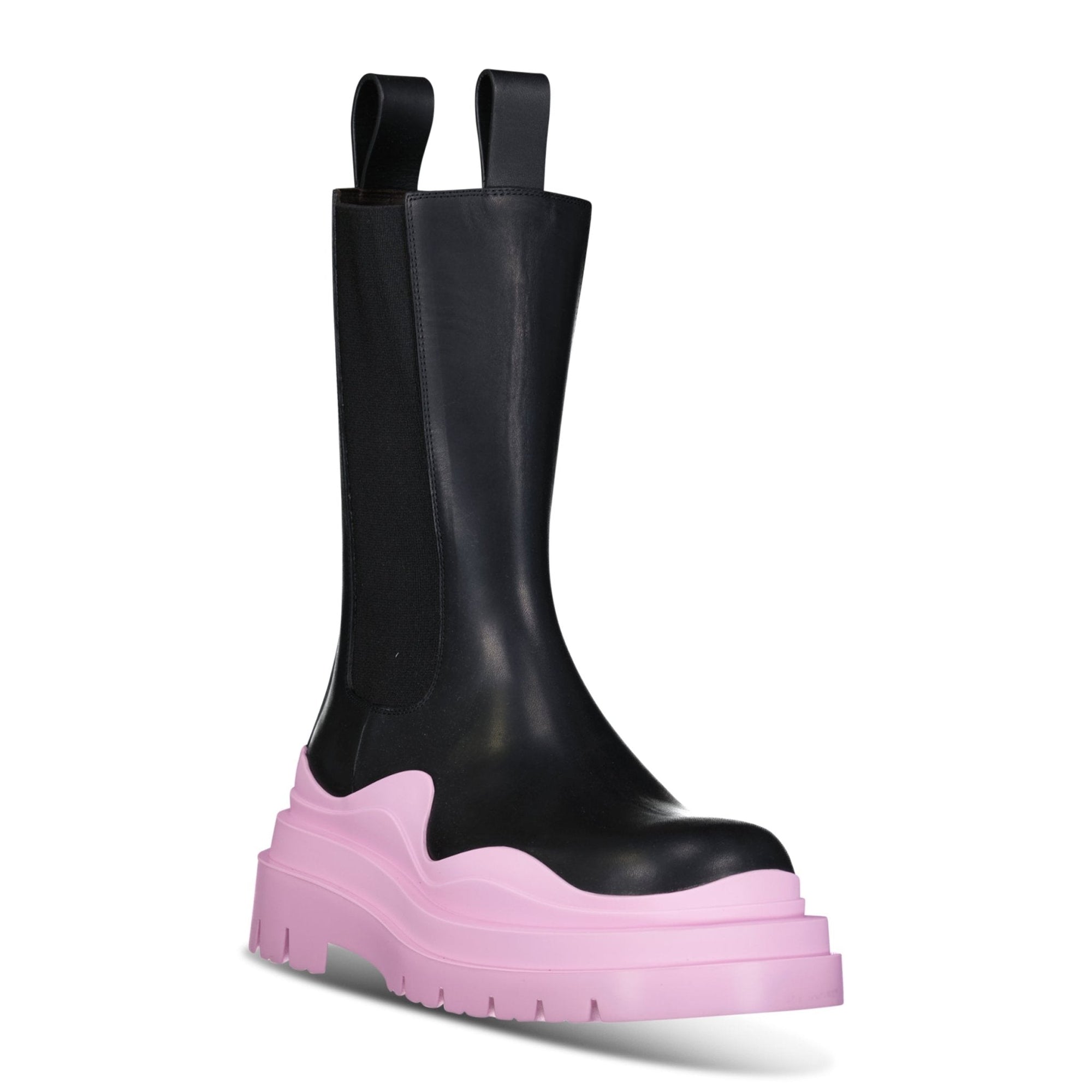 Bottega Veneta Tire Chelsea Boot in Black and Pink