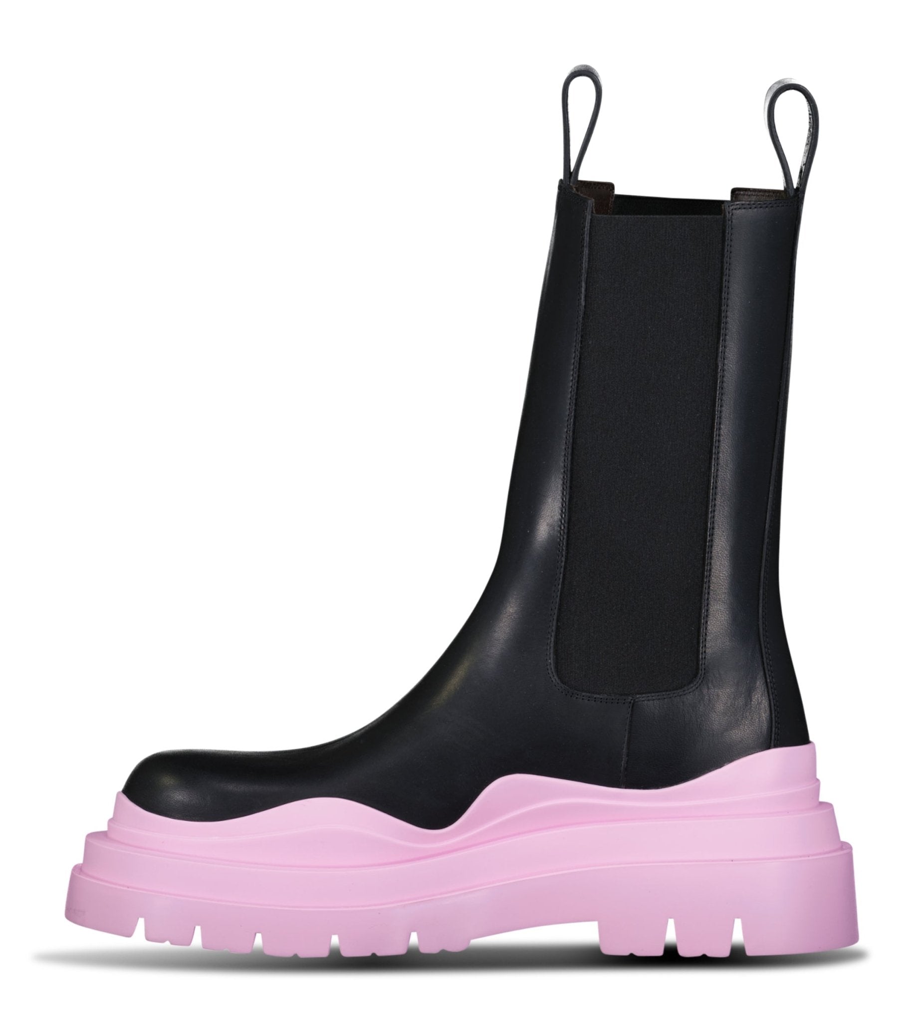 Bottega Veneta Tire Chelsea Boot in Black and Pink