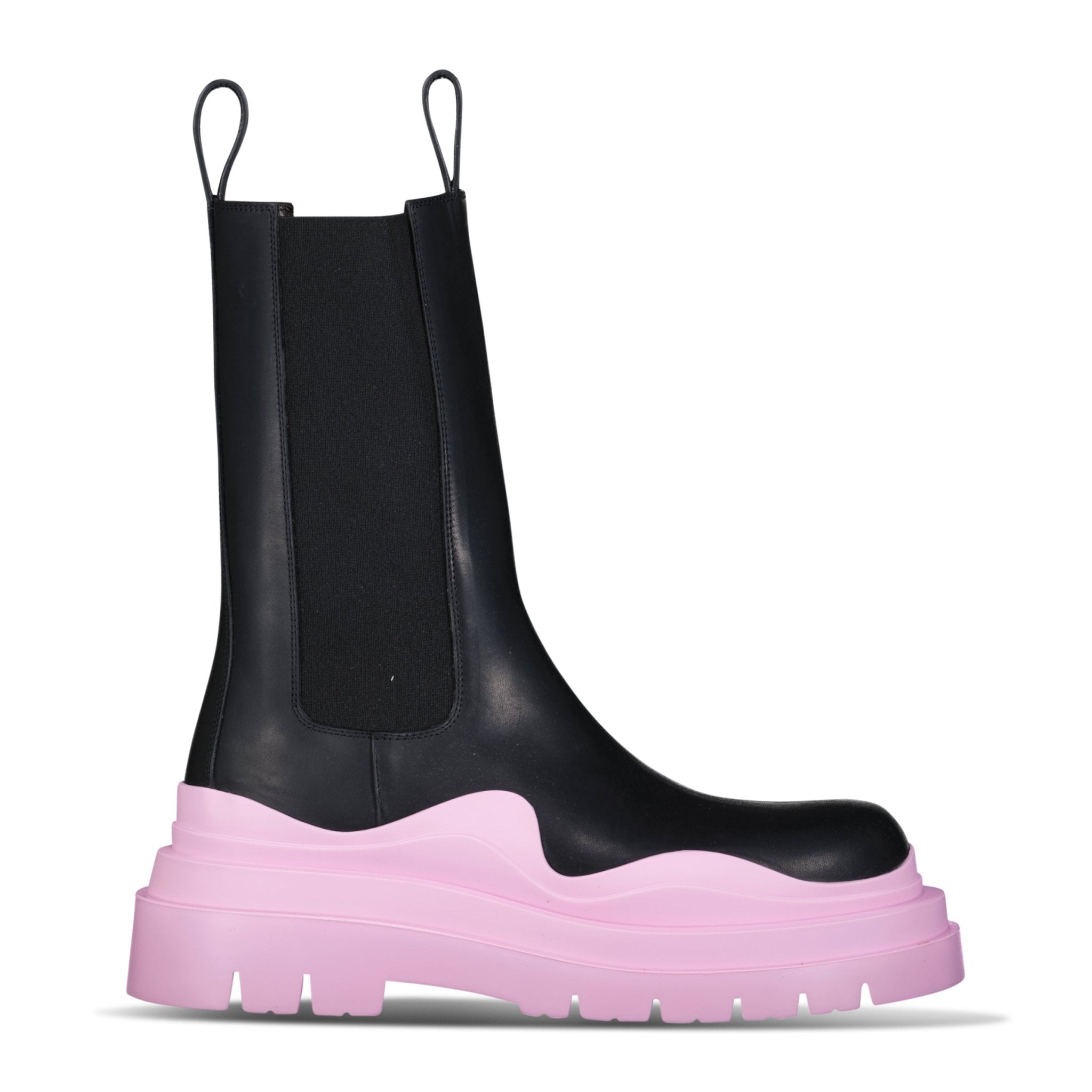 Bottega Veneta Tire Chelsea Boot in Black and Pink