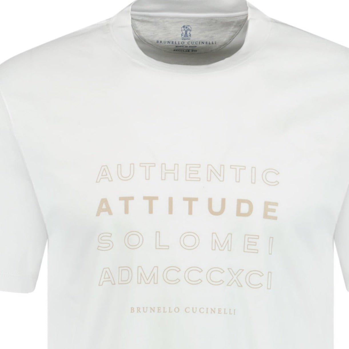 Brunello Cucinelli Crew Neck 'Attitude' T-Shirt White & Beige
