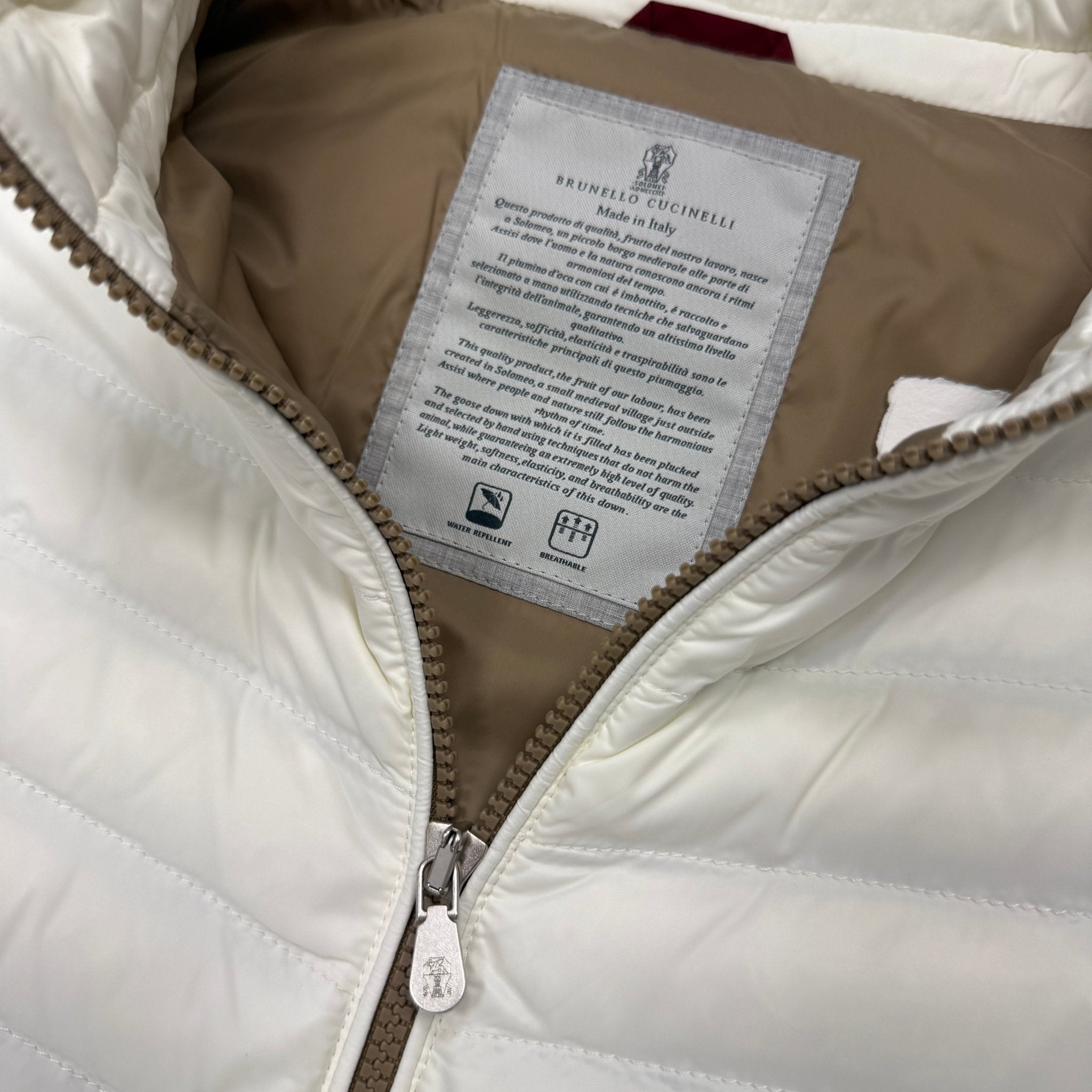 Brunello Cucinelli Zip-Up Down Gilet White