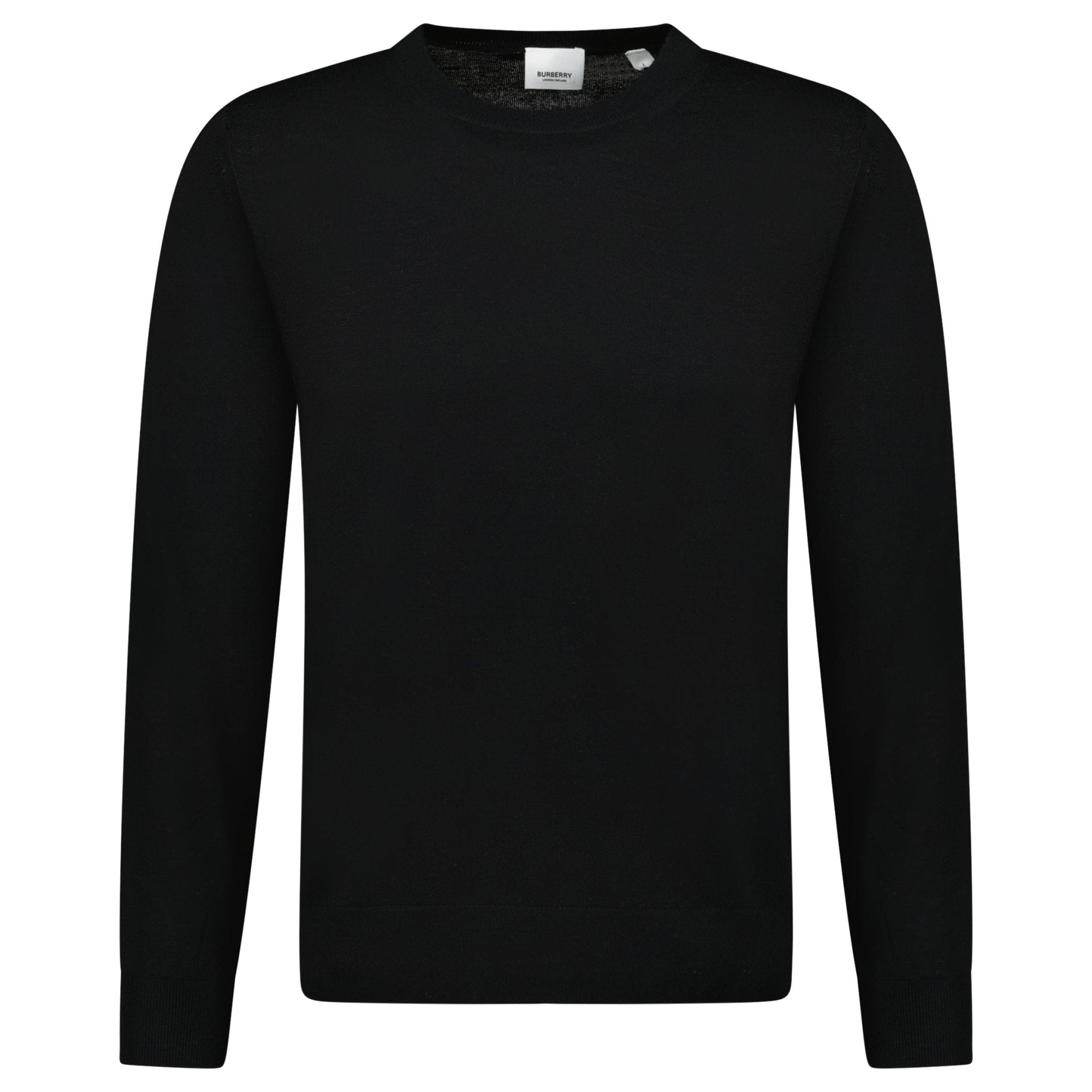 Burberry 'Bempton' Embroidery Check Elbow Wool Jumper Black