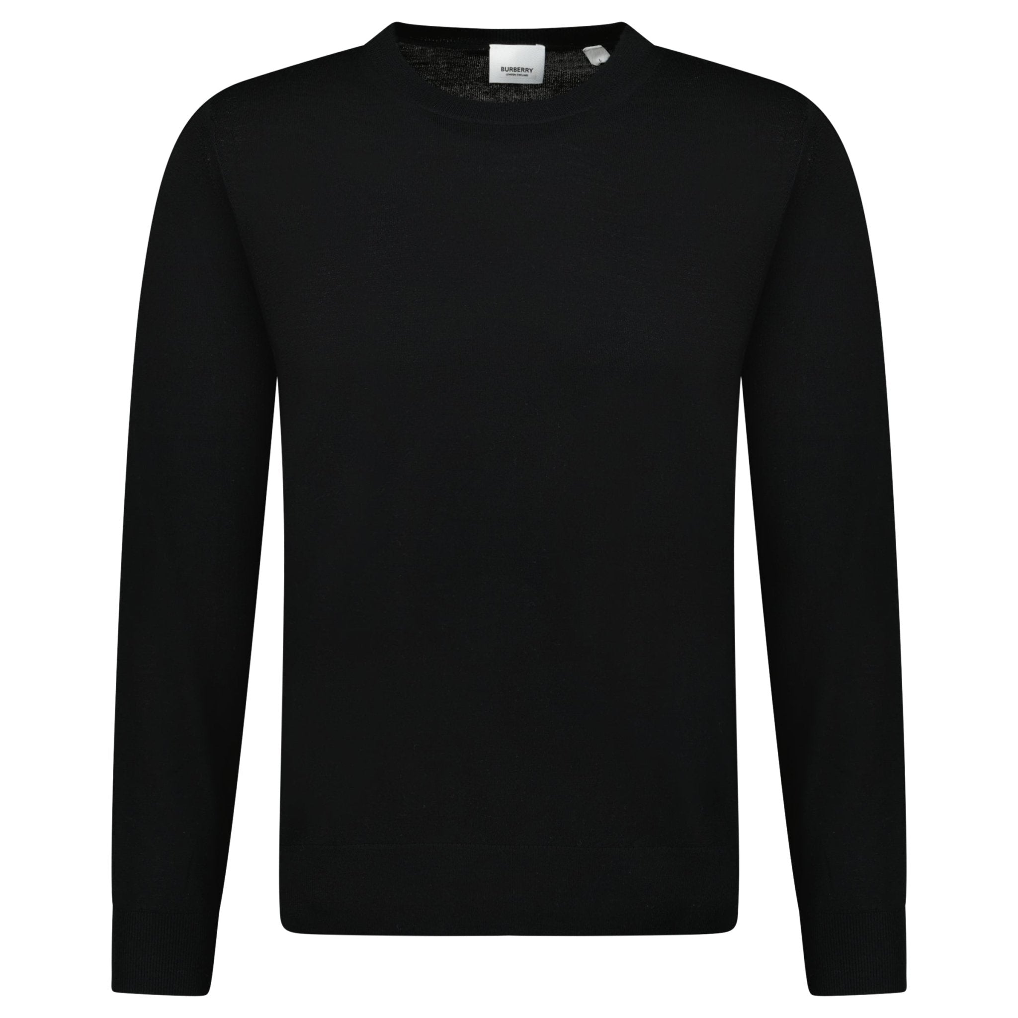 Burberry 'Bempton' Embroidery Check Elbow Wool Jumper Black