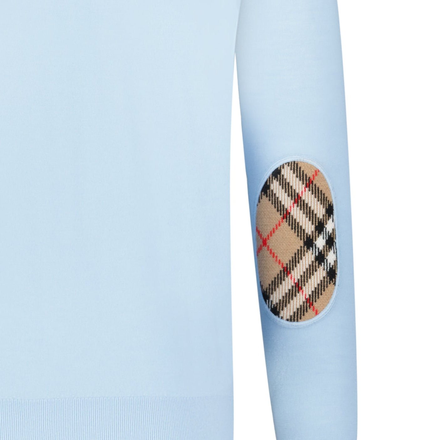 Burberry 'Bempton' Embroidery Check Elbow Wool Jumper Pale Blue