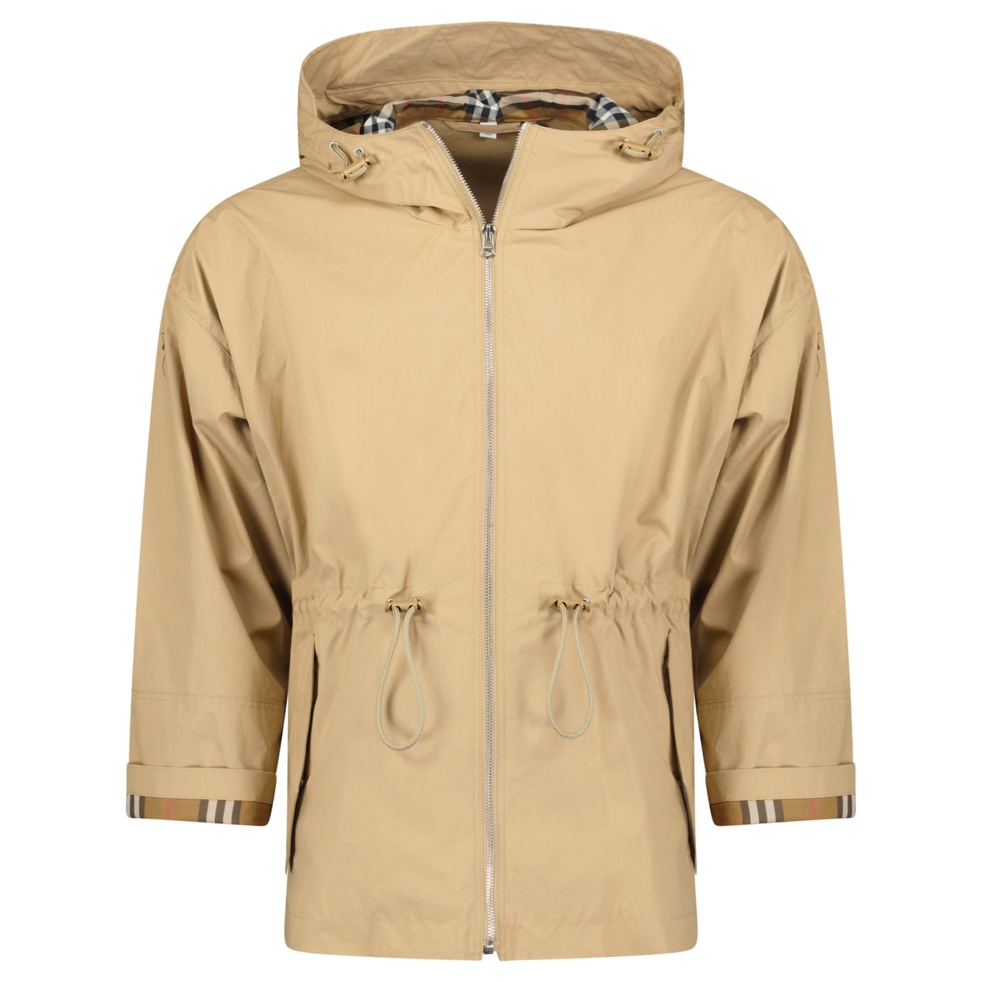 Burberry 'Birley' Check Hooded Rain Jacket Archive Beige
