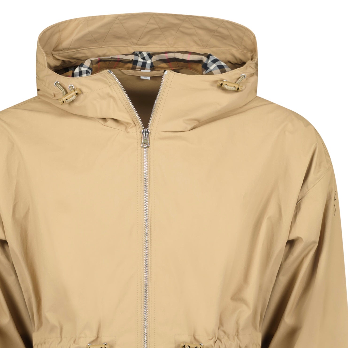 Burberry 'Birley' Check Hooded Rain Jacket Archive Beige