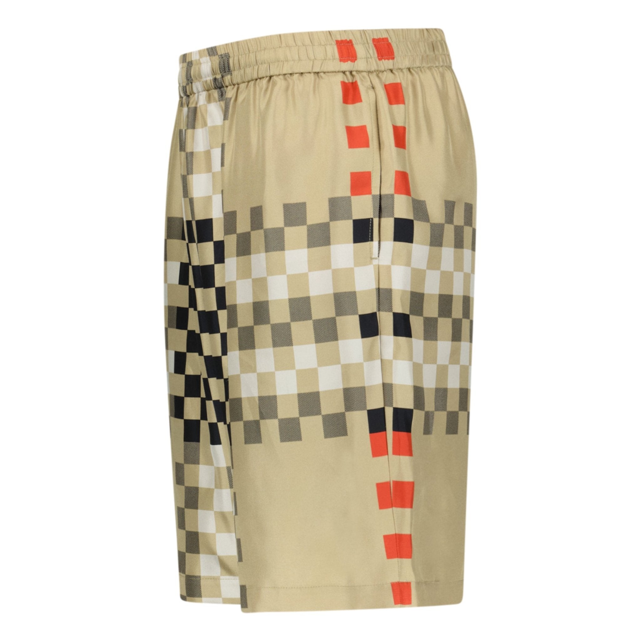 Burberry 'Bradeston' Silk Pixel Check Shorts Brown