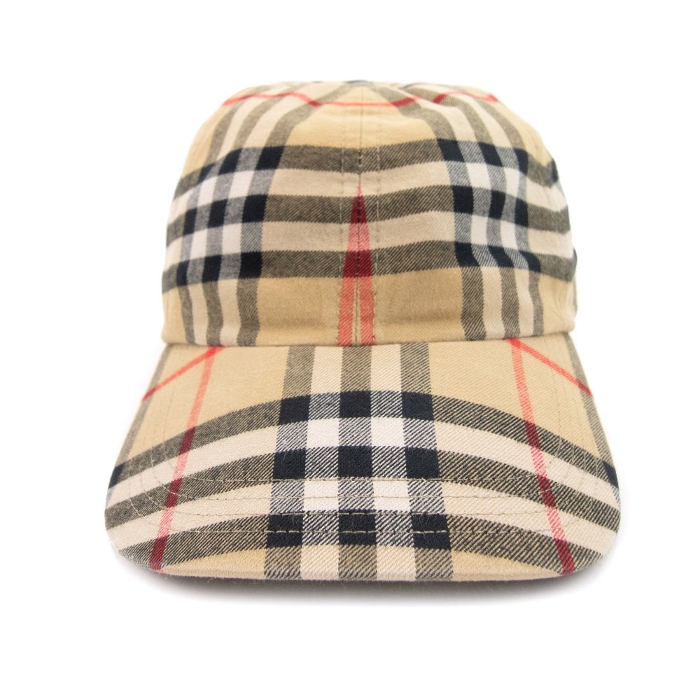 Burberry Check Cotton Baseball Cap in Archive Beige