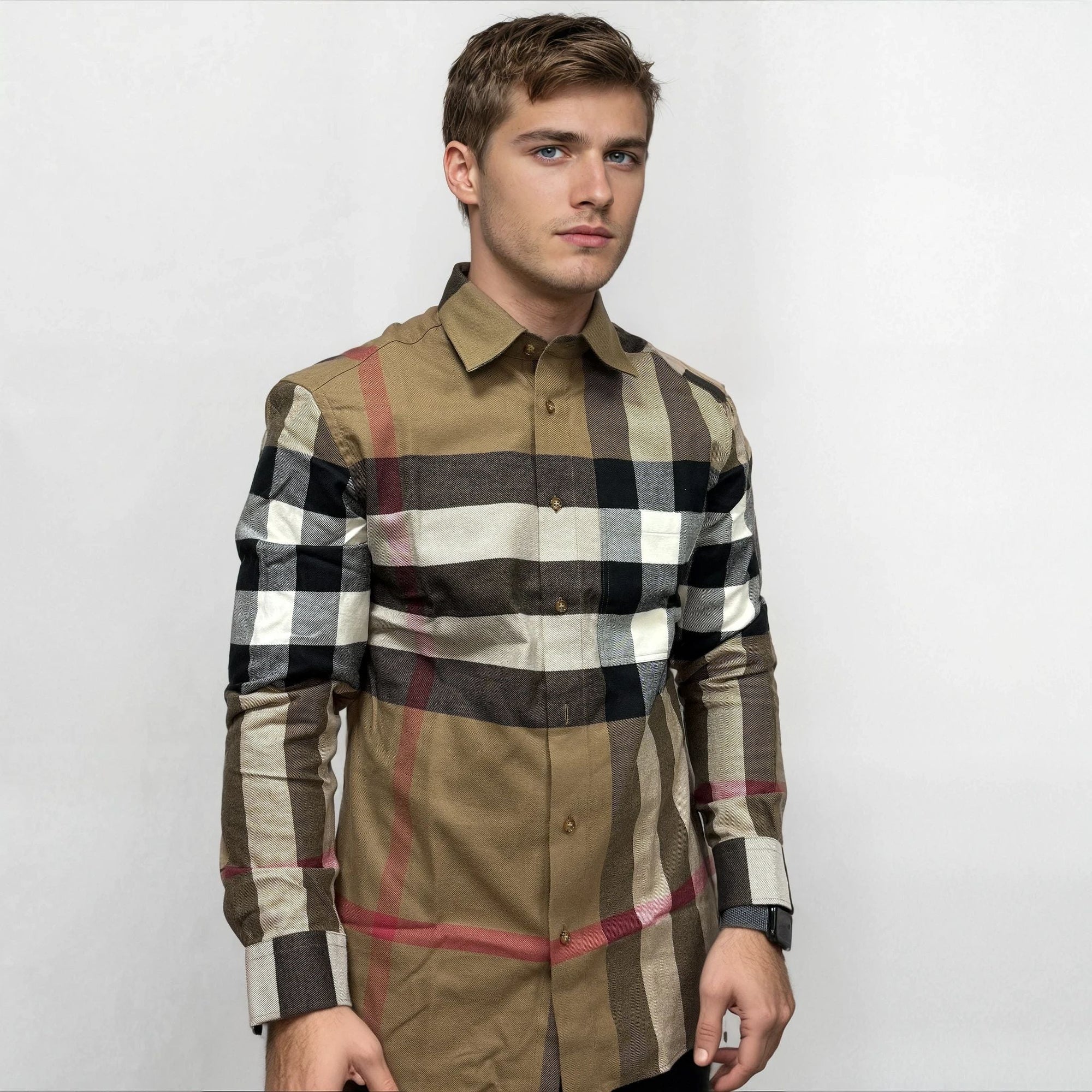 Burberry 'Claverdon' Check Shirt in Taupe Brown