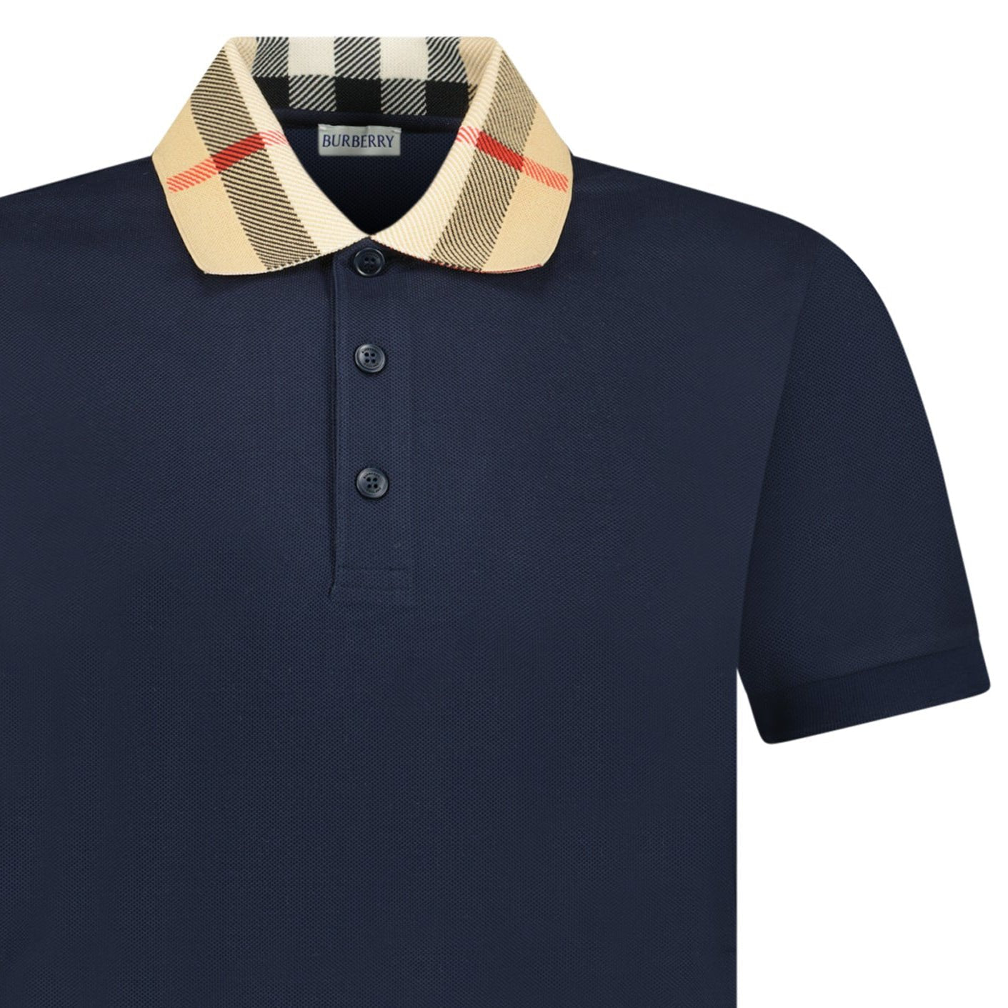 Burberry 'Cody' Check Short Sleeve Polo Shirt in Smoked Navy