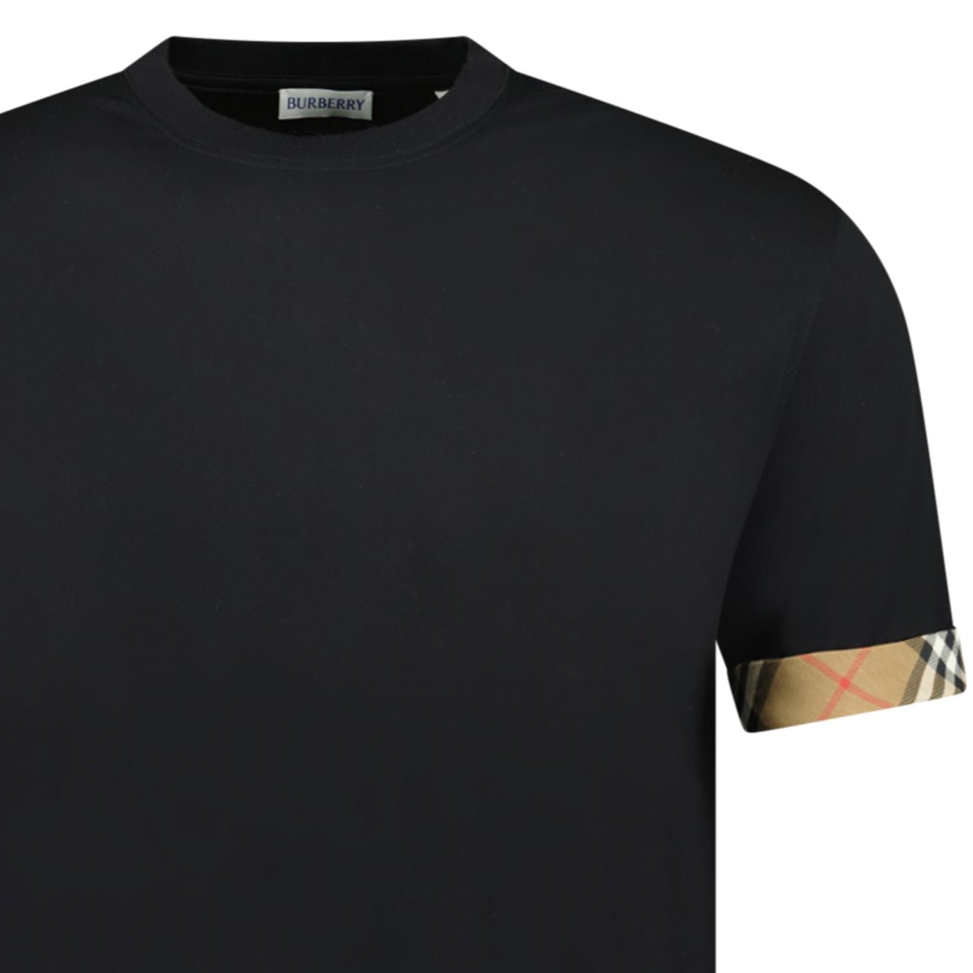 Burberry 'Ellison' Organic Cotton Check Sleeve Black