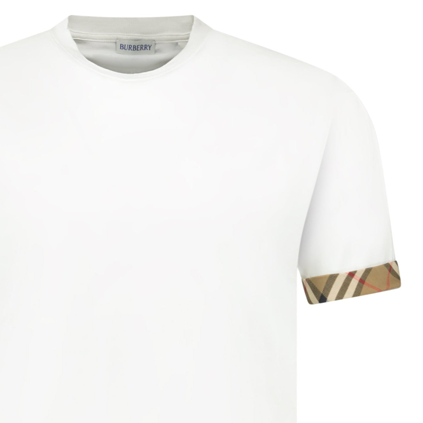 Burberry 'Ellison' Organic Cotton Check Sleeve White