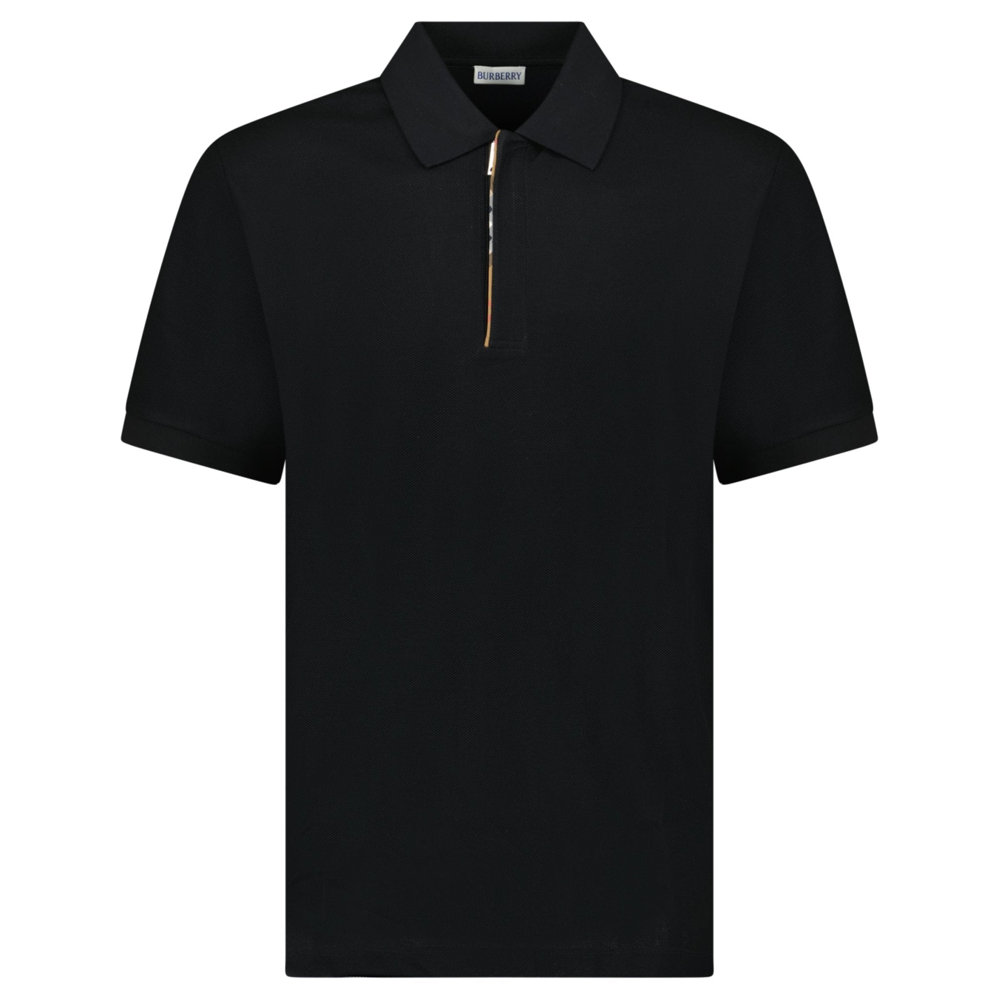 Burberry 'Hartford' Check Placket Zip Polo Black
