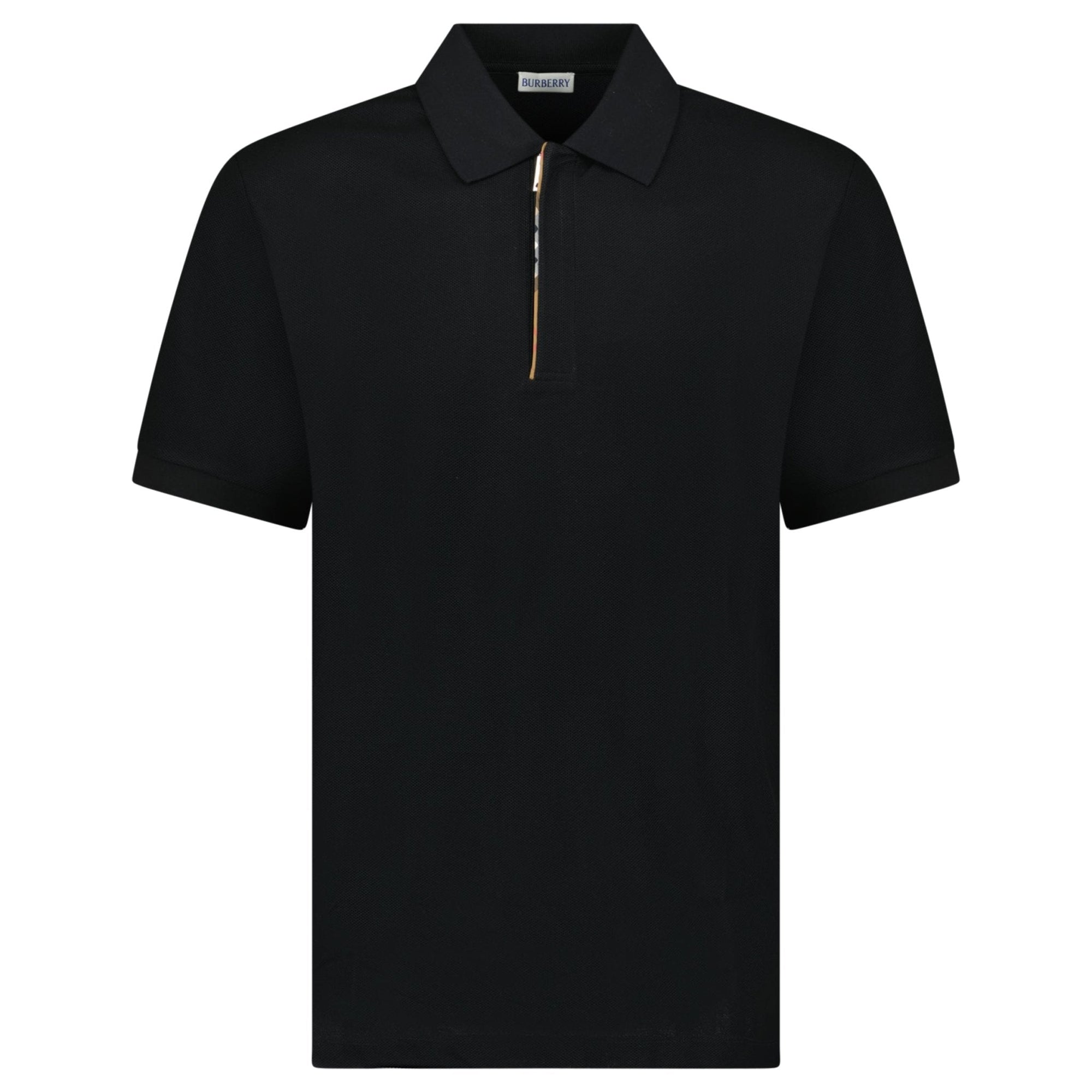 Burberry 'Hartford' Check Placket Zip Polo Black