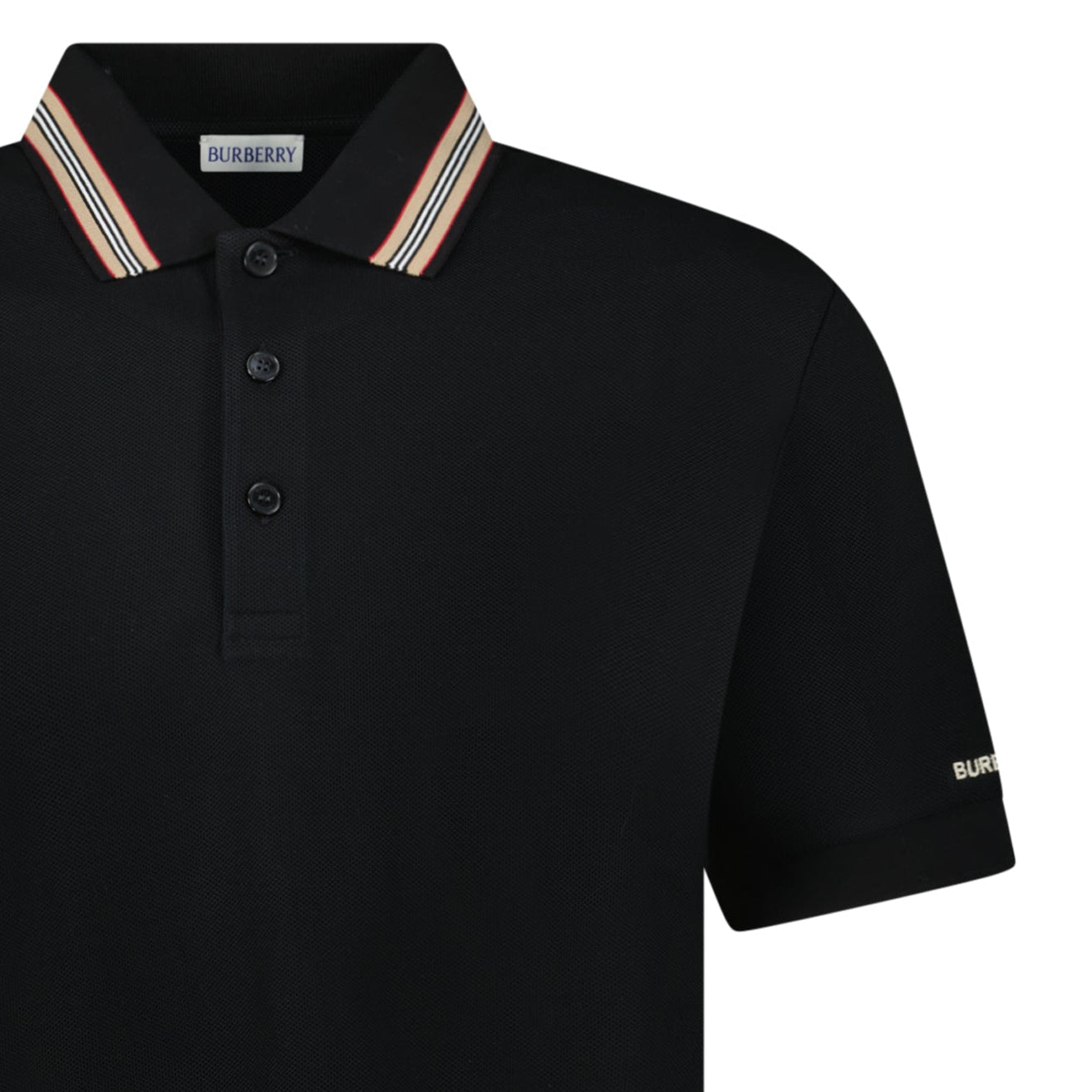 Burberry ‘Hartford’ Striped Check Short Sleeve Polo in Black